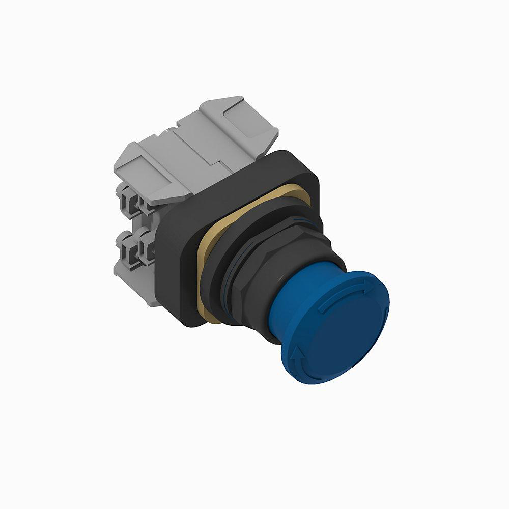 Product image for Pushbutton push-pull/twist 1NCLB-1NO mushroom head incandescent 120VAC/DC blue