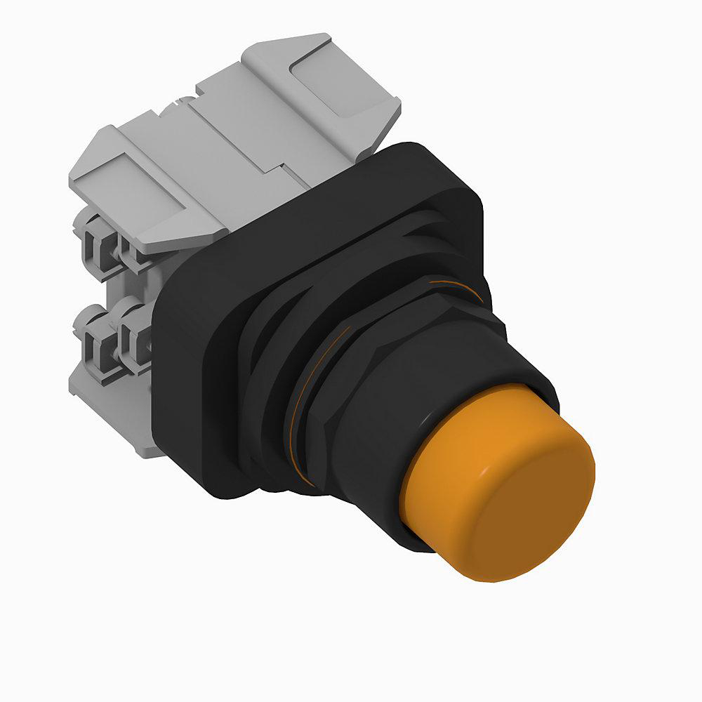Product image for Pushbutton extended head without guard 12VAC/DC amber lens