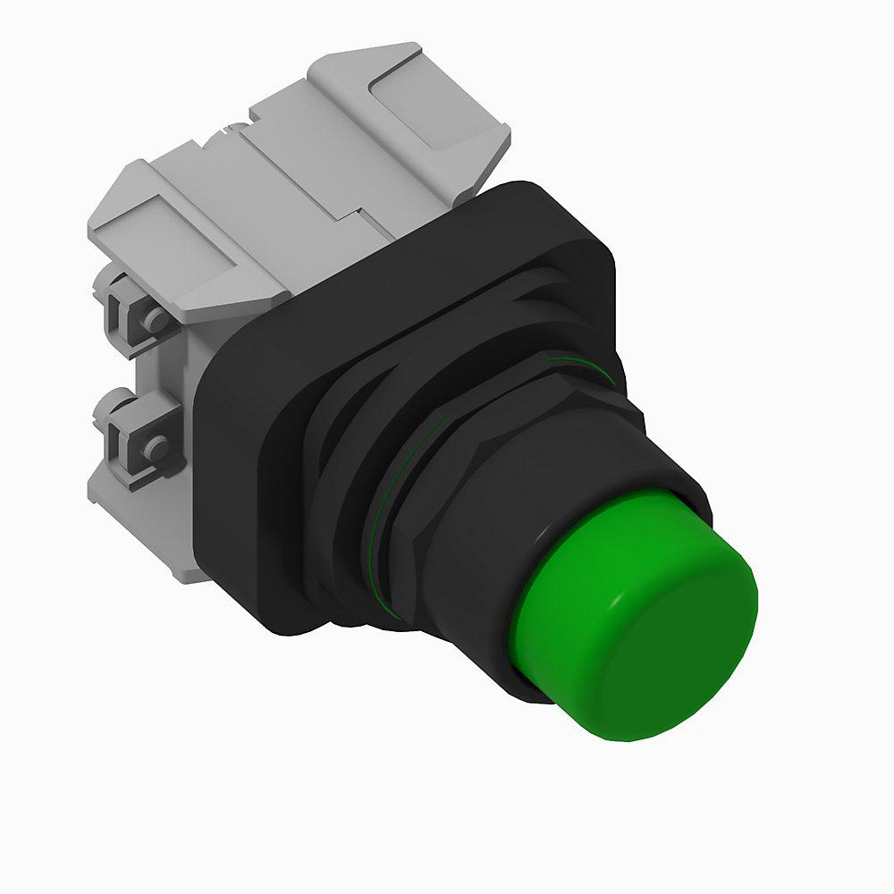 Product image for Pushbutton 1NO extended head without guard 12VAC/DC green lens