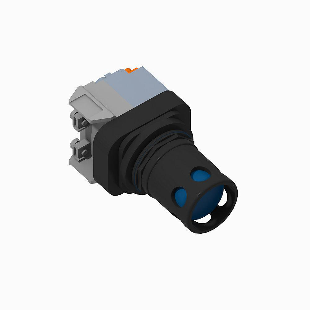 Product image for Pushbutton 1NO extended head with guard 120VAC blue lens