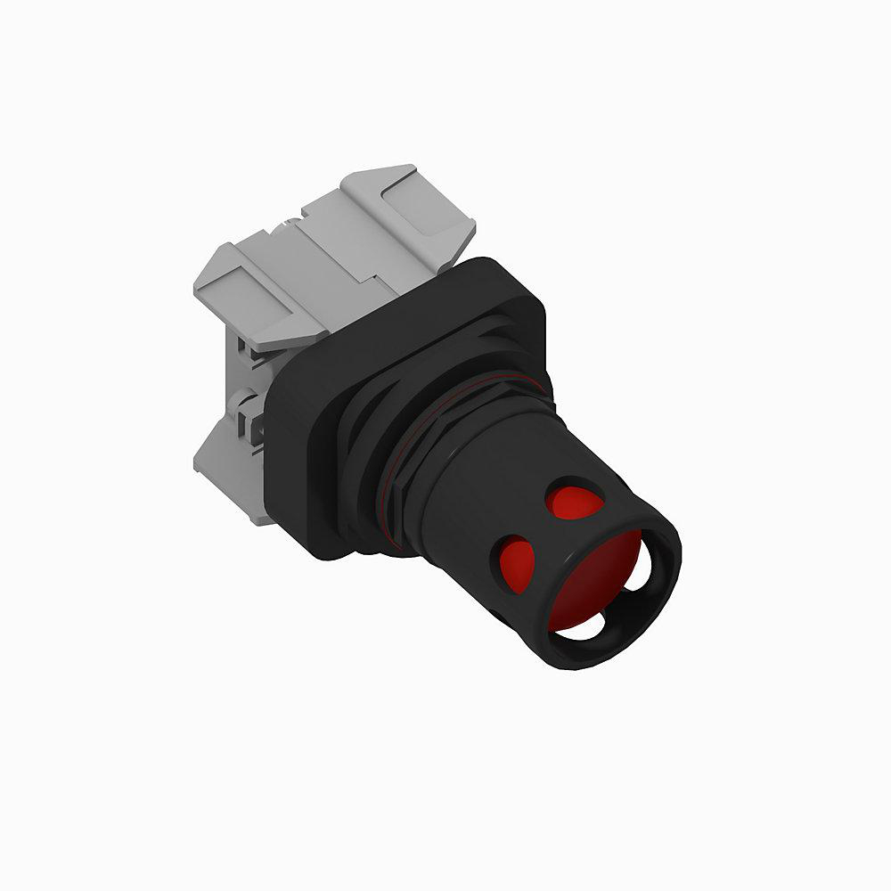 Product image for Pushbutton 1NC extended head with guard 24VAC red lens