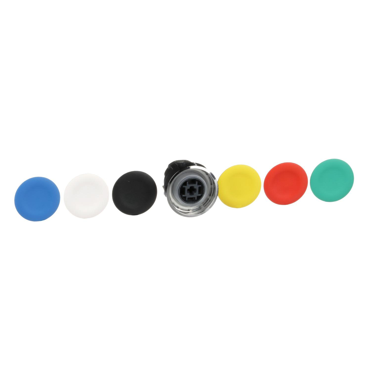 Product image for HARMONY, 22MM PUSH BUTTON, FLUSH PUSH BUTTON HEAD, SPRING RETURN, BLACK, GREEN, RED, WHITE, YELLOW, BLUE, UNMARKED