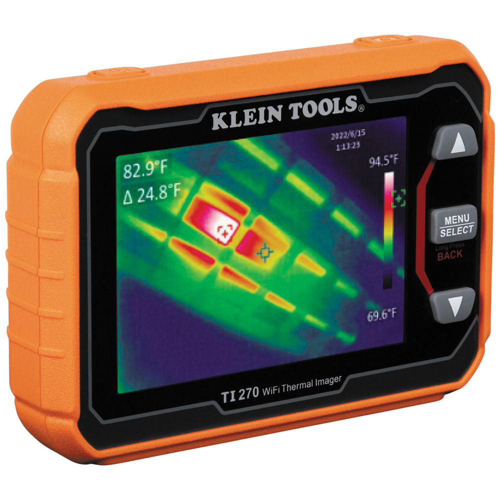 Product image for KLEIN TI270 RECHARGABLE THERMAL IMAGER WITH WI-FI USB-C CHARGING CABLE MOLDED SOFT STORAGE CASE LITHIUM-ION BATTERY
