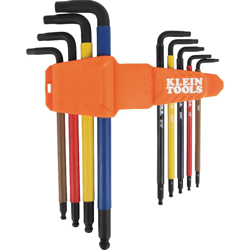 Product image for COLOR-CODED SAE HEX KEY SET, 9 PC