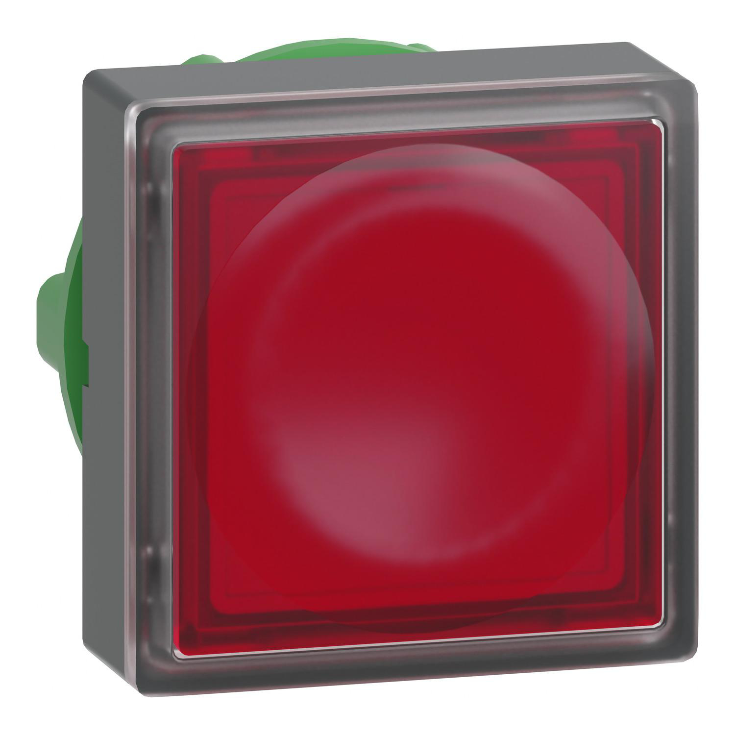Product image for HEAD FOR ILLUMINATED PUSH BUTTON, HARMONY XB5, RED SQUARE SQUARE FLUSH 22MM, UNIVERSAL LED, FOR INSERTION OF LEGEND