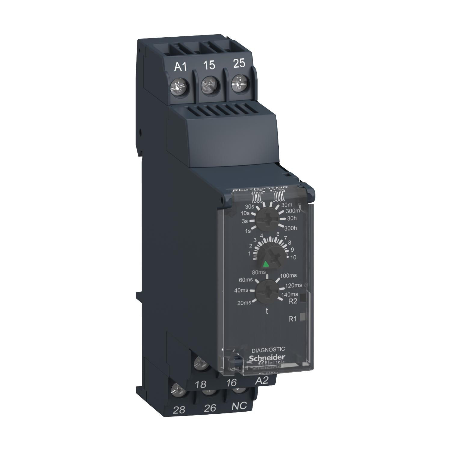 Product image for SINGLE FUNCTION RELAY, HARMONY TIMER RELAYS, 8A, 2CO, 0.05S.......300H, STAR DELTA, SCREW CONNECTORS, 24...240V AC DC