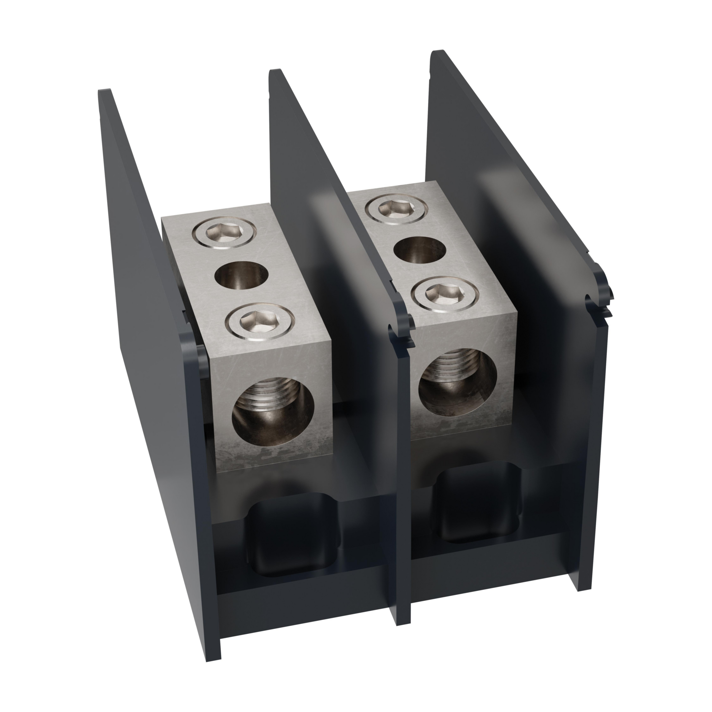 Product image for Open-Style PDB UL 1953 1000V 250A Tin-plated Aluminum - 310A 2-Pole 1 - 1 openings; 350-#6 --- 350-#6 Box to Box