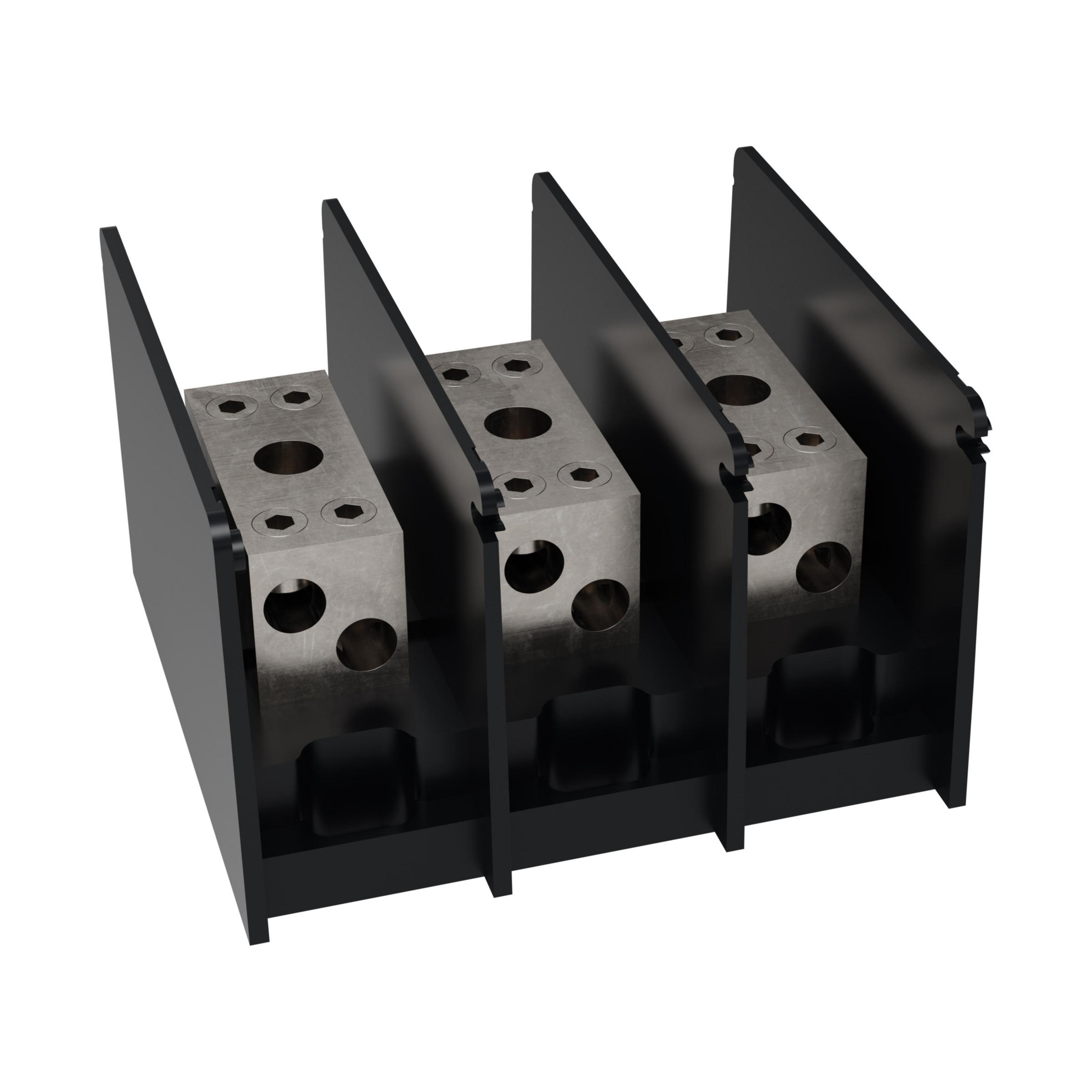 Product image for Open-Style PDB UL 1953 1000V 270A Tin-plated Aluminum - 350A 3-Pole 2 - 2 openings; 2/0-#14 --- 2/0-#14 Box to Box
