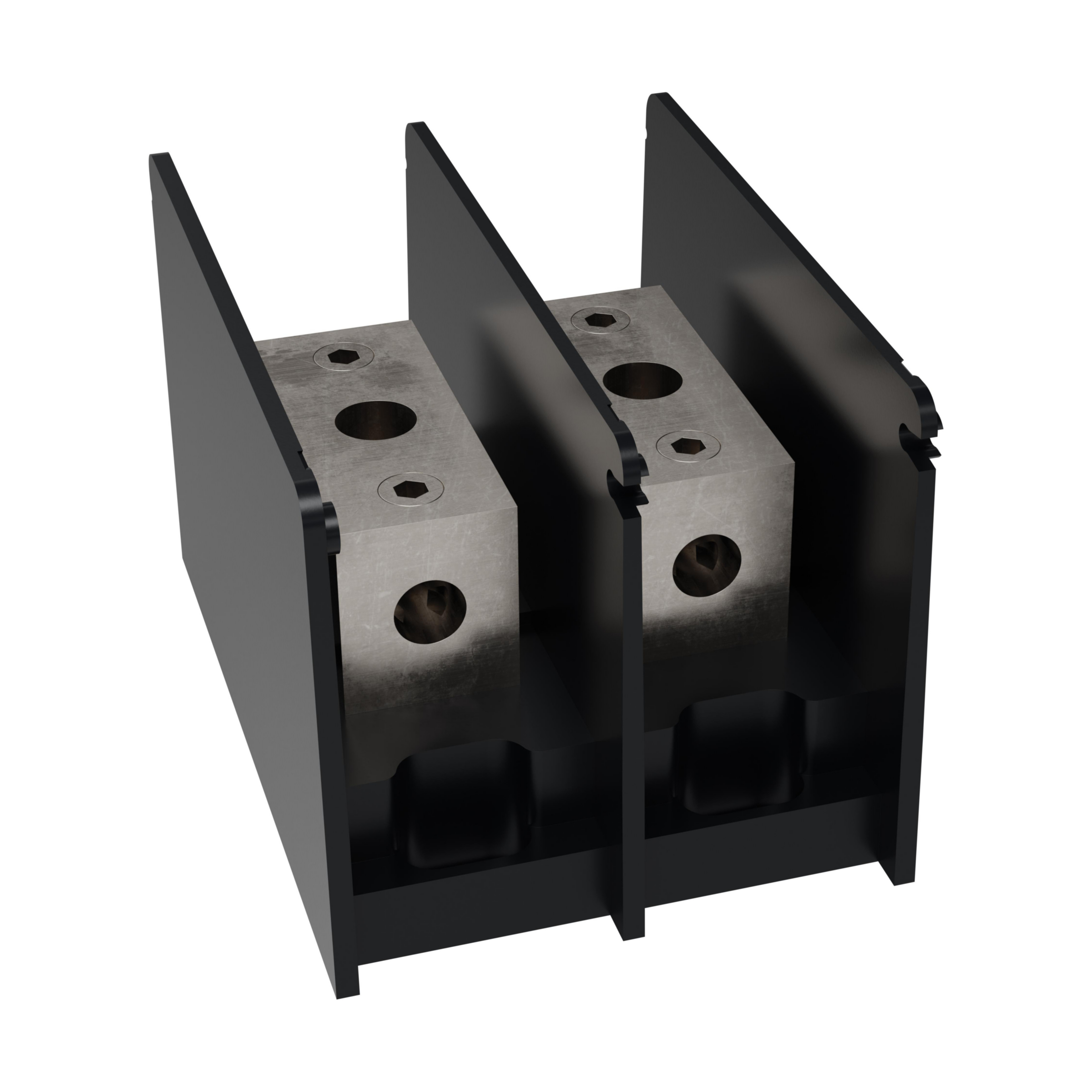 Product image for Open-Style PDB UL 1953 1000V 135A Tin-plated Aluminum - 175A 2-Pole 1 - 1 openings; 2/0-#14 --- 2/0-#14 Box to Box