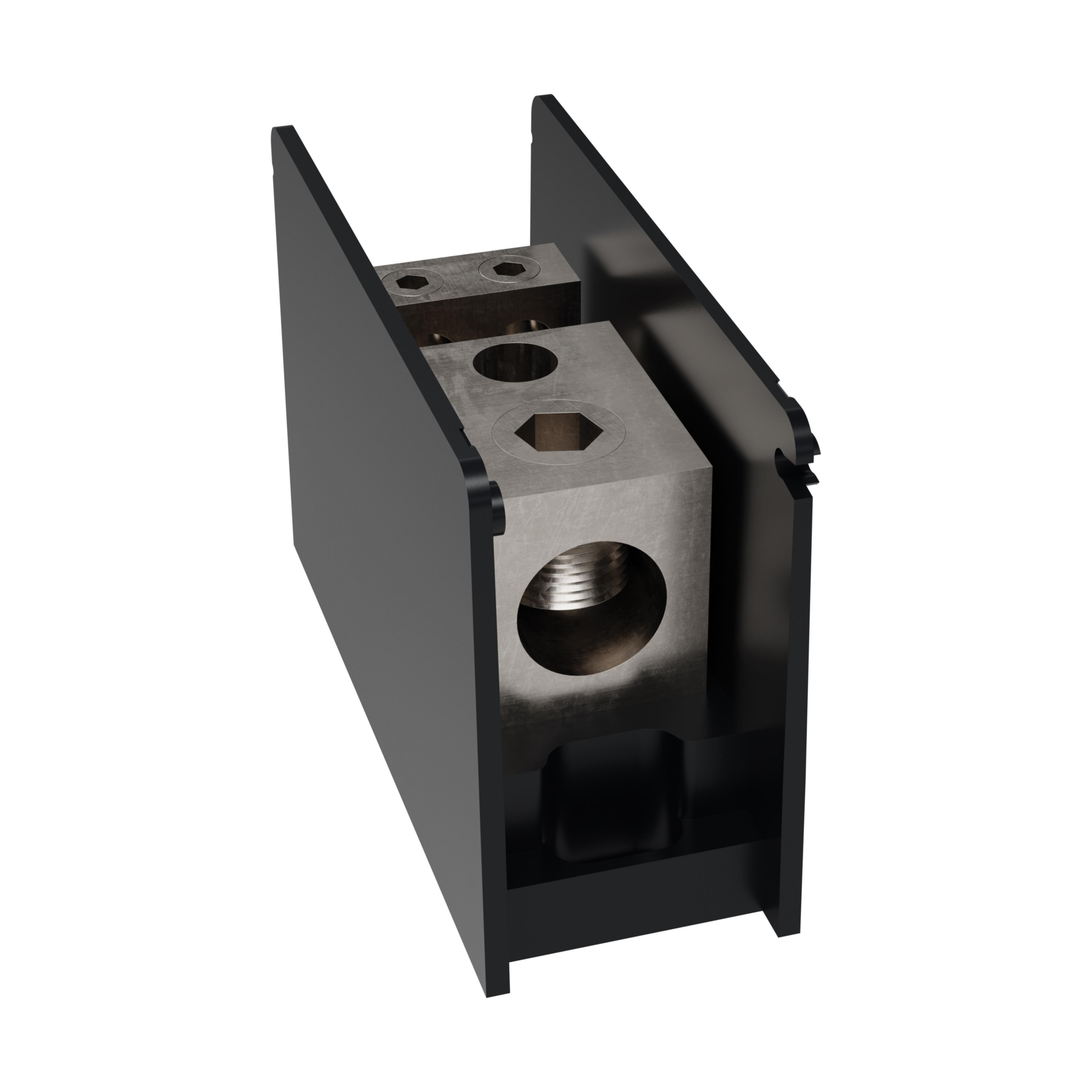 Product image for Open-Style PDB UL 1953 1000V 310A Tin-plated Aluminum - 380A 1-Pole 1 - 4 openings; 500-#4 --- 2/0-#14 Box to Box