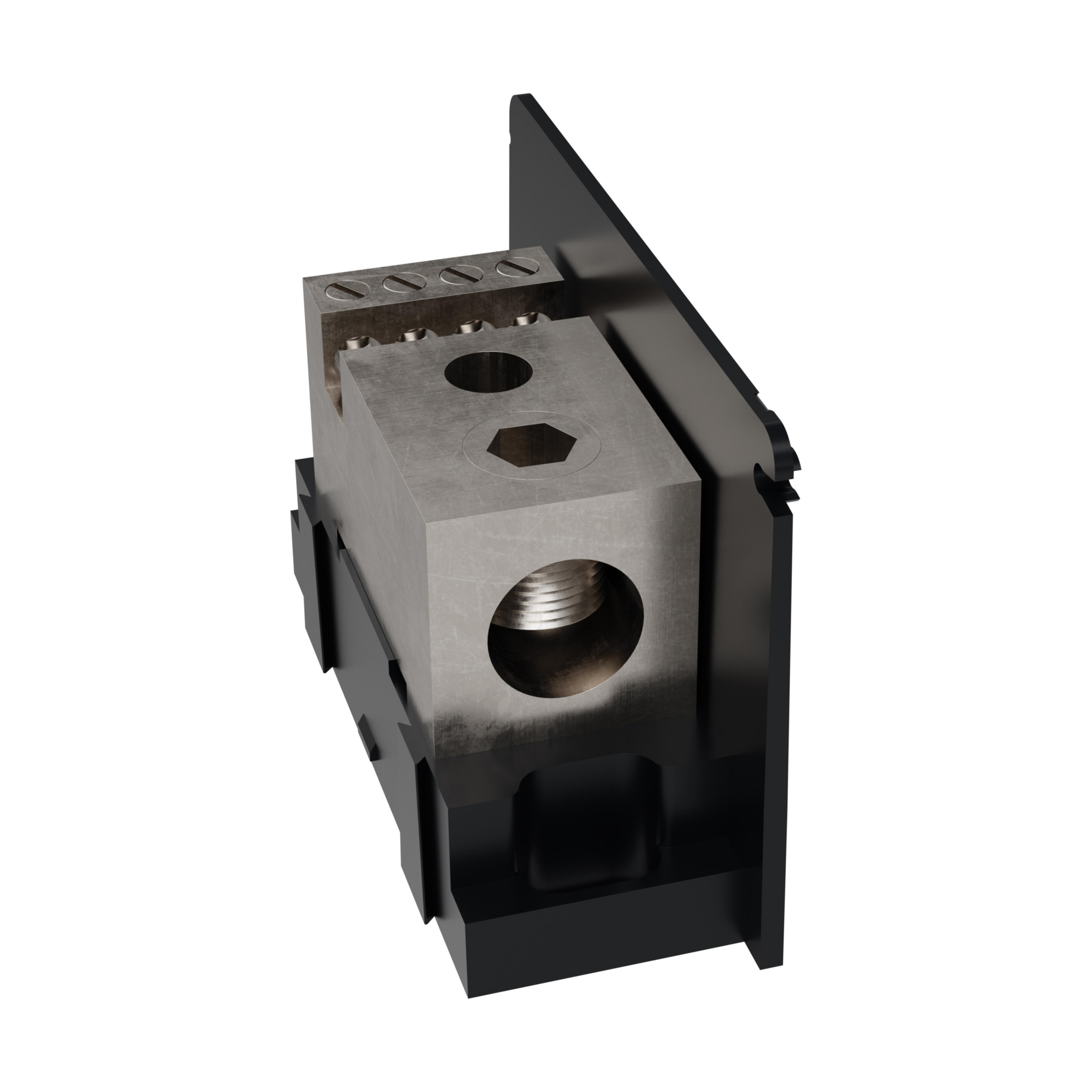Product image for Open-Style PDB UL 1953 1000V 310A Tin-plated Aluminum - 380A Adder 1 - 8 openings; 500-#4 --- #2-#14 Box to Box