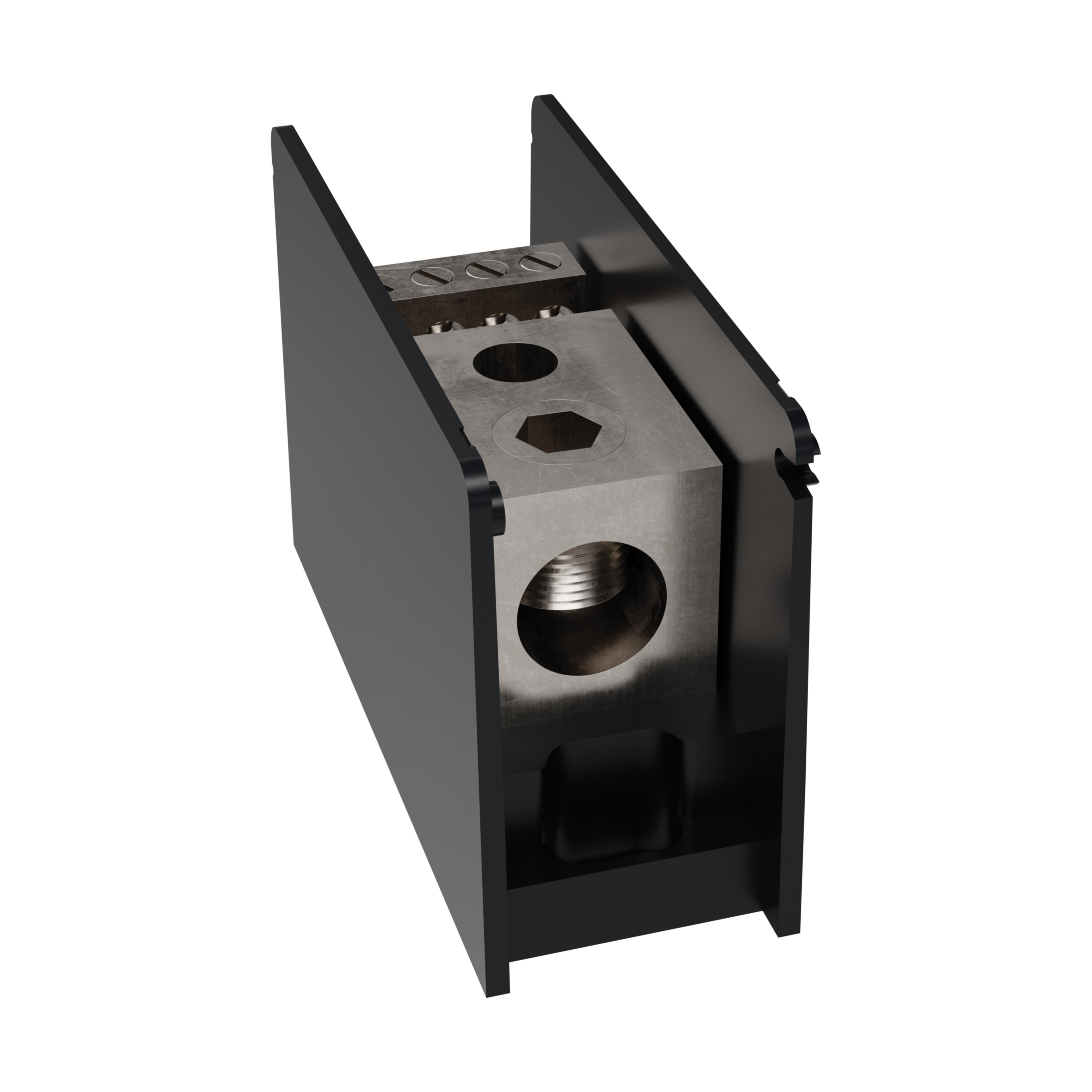 Product image for Open-Style PDB UL 1953 1000V 310A Tin-plated Aluminum - 380A 1-Pole 1 - 8 openings; 500-#4 --- #2-#14 Box to Box