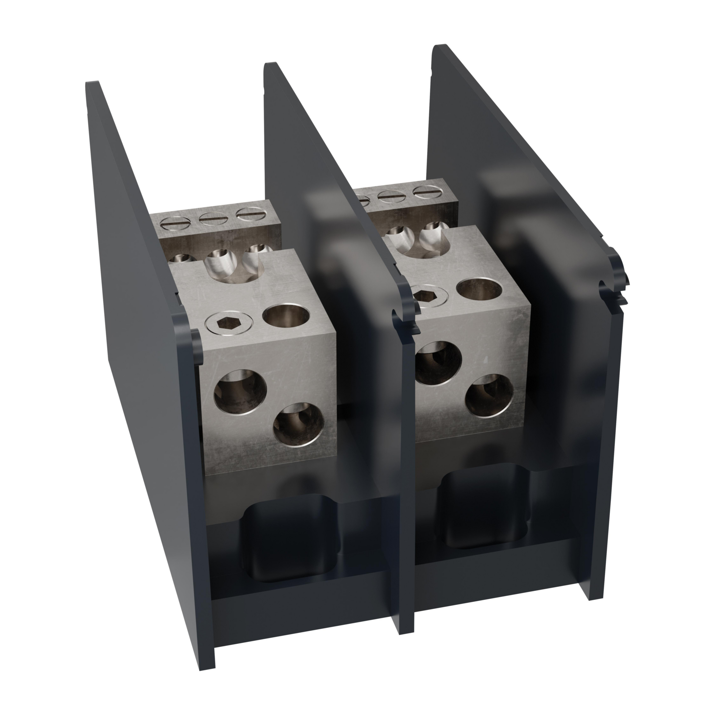 Product image for Open-Style PDB UL 1953 1000V 270A Tin-plated Aluminum - 350A 2-Pole 2 - 6 openings; 2/0-#14 --- #2-#14 Box to Box