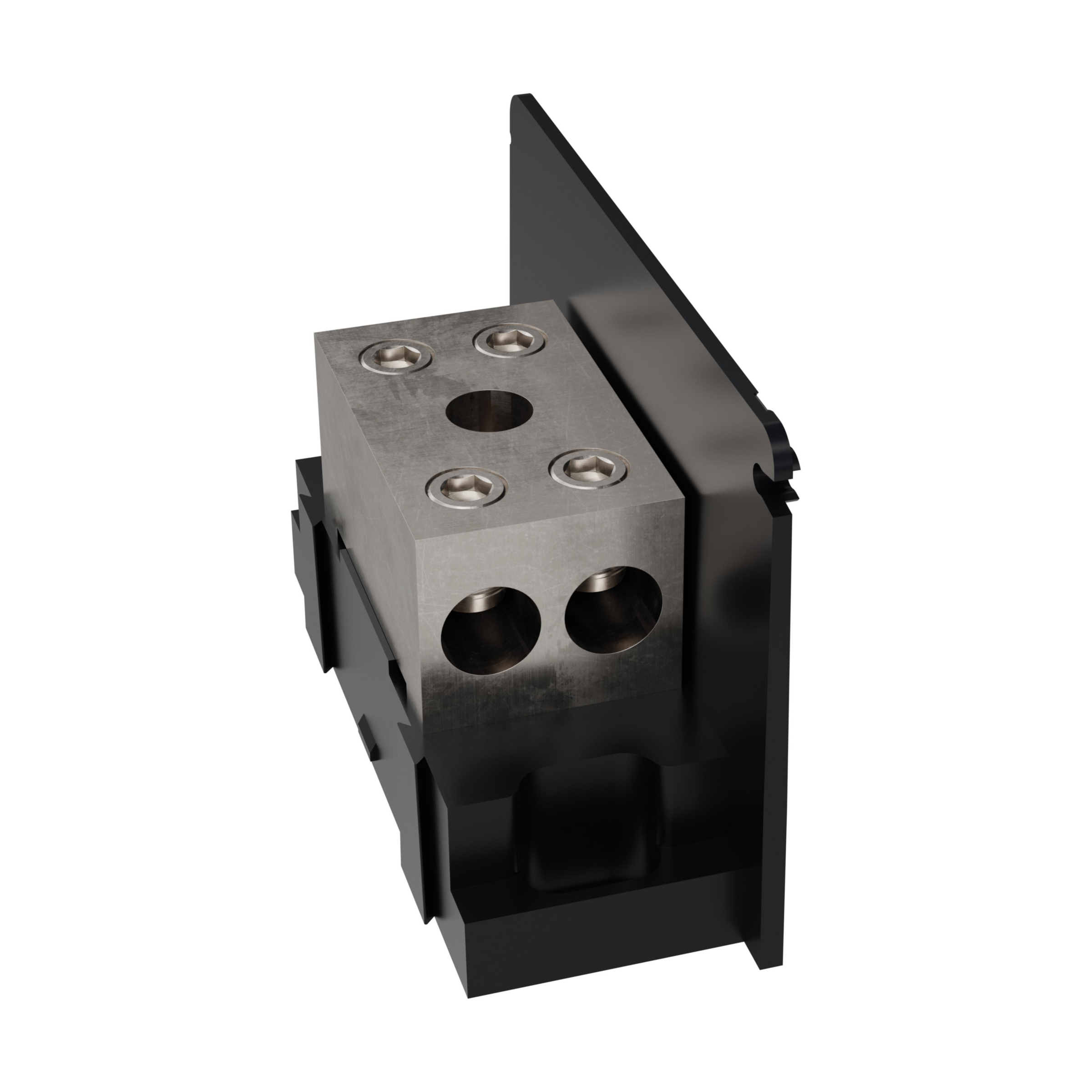 Product image for Open-Style PDB UL 1953 1000V 360A Tin-plated Aluminum - 460A Adder 2 - 2 openings; 4/0-#6 --- 4/0-#6 Box to Box