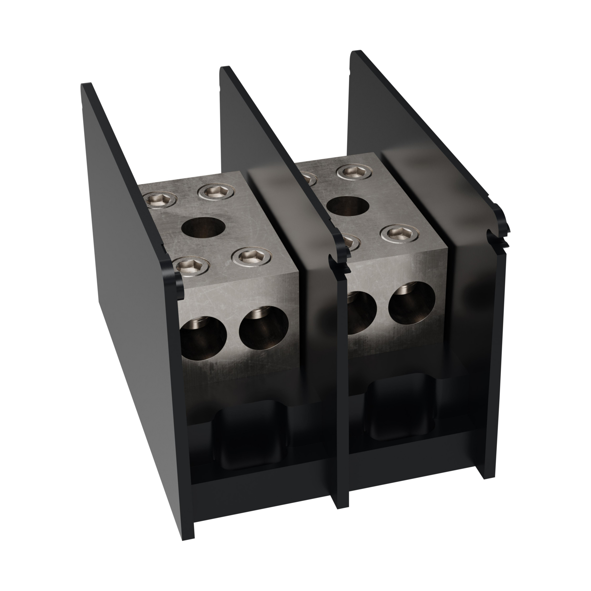 Product image for Open-Style PDB UL 1953 1000V 360A Tin-plated Aluminum - 460A 2-Pole 2 - 2 openings; 4/0-#6 --- 4/0-#6 Box to Box