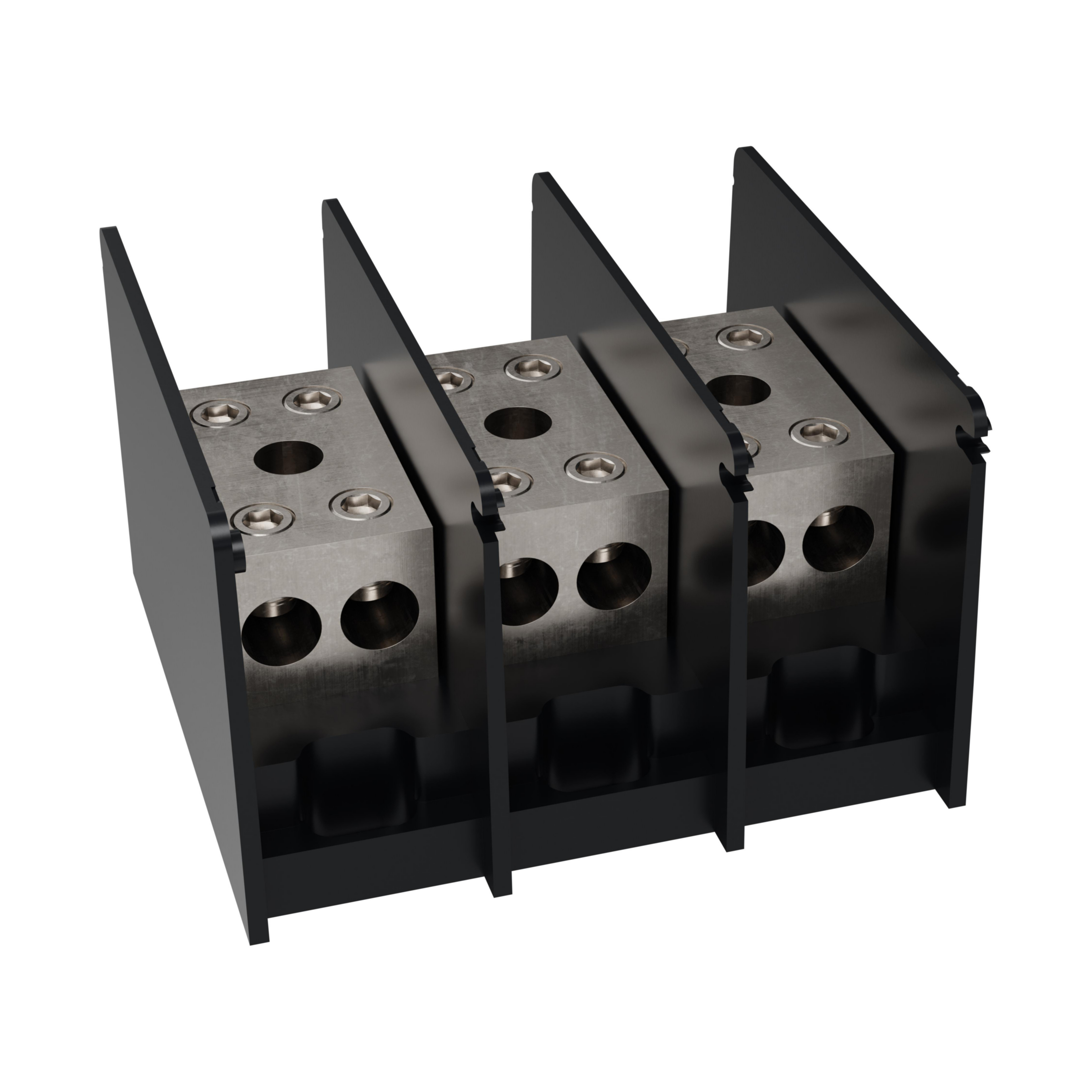 Product image for Open-Style PDB UL 1953 1000V 360A Tin-plated Aluminum - 460A 3-Pole 2 - 2 openings; 4/0-#6 --- 4/0-#6 Box to Box