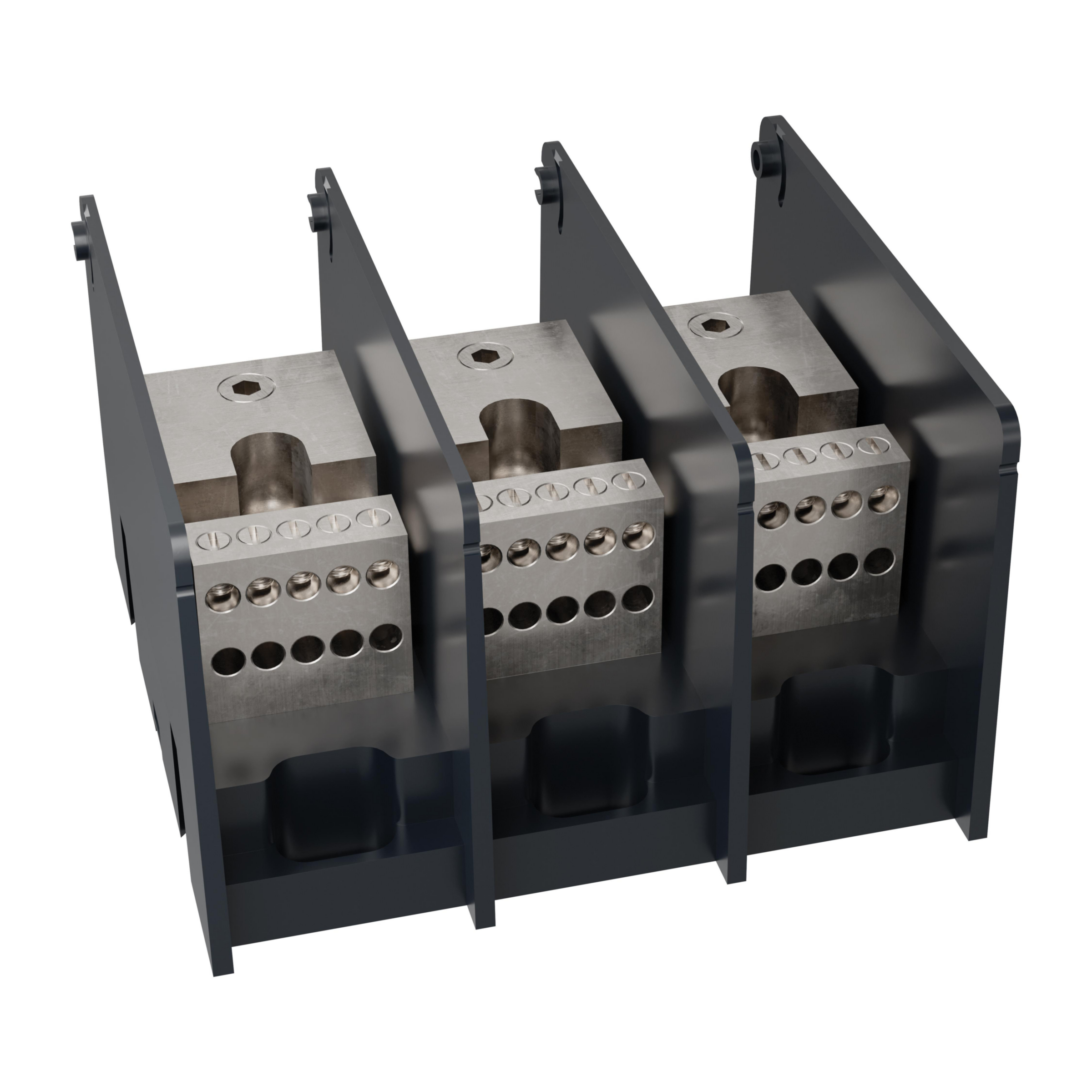 MERSEN MPDB67593 POWERBLOCK DISTRIBUTION 3-POLE 175A 600V LINE 2/0- #14G LOAD #2G- #14G 10 OPENINGS