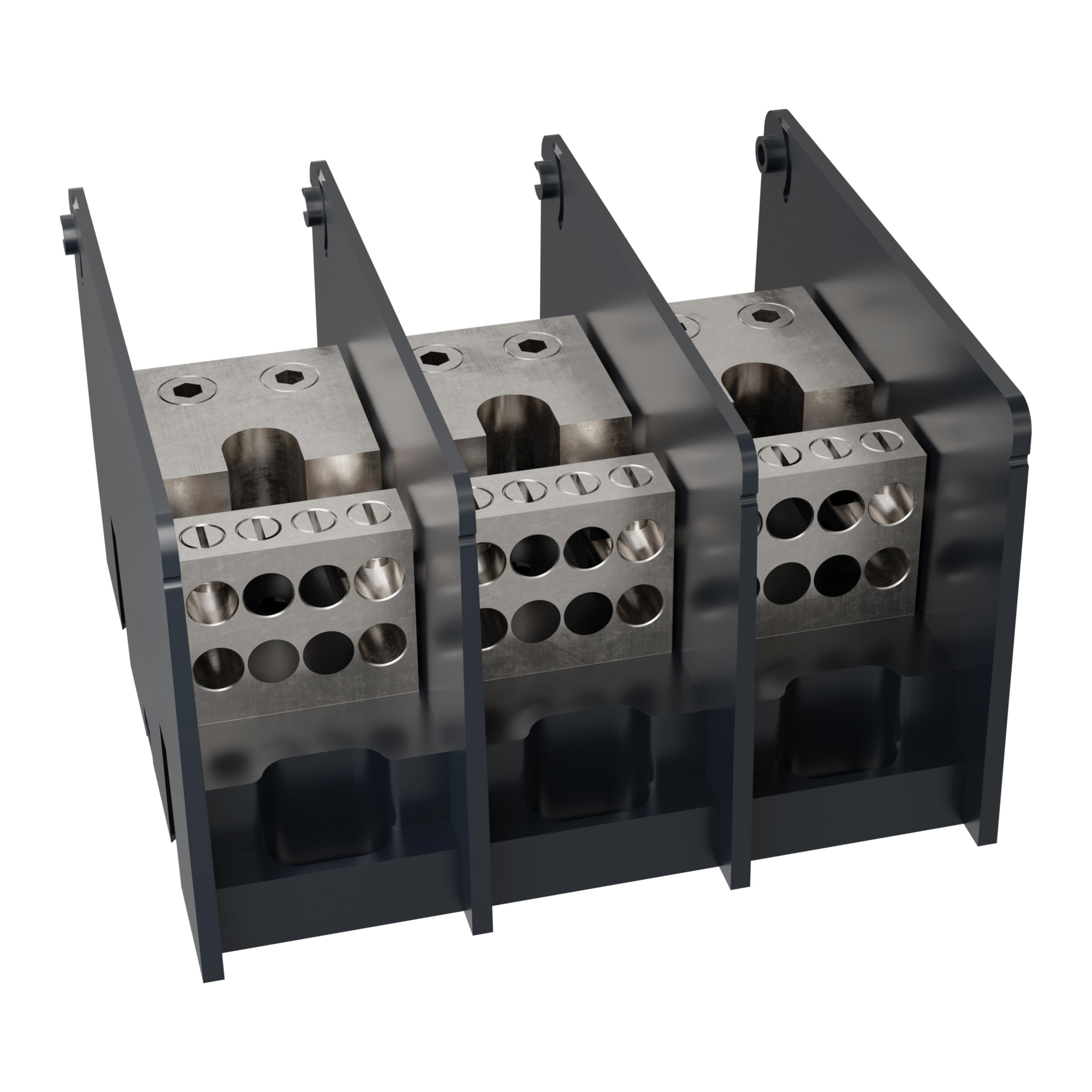 Product image for Open-Style PDB UL 1953 1000V 270A Tin-plated Aluminum - 350A 3-Pole 2 - 8 openings; 2/0-#14 --- #2-#14 Box to Box
