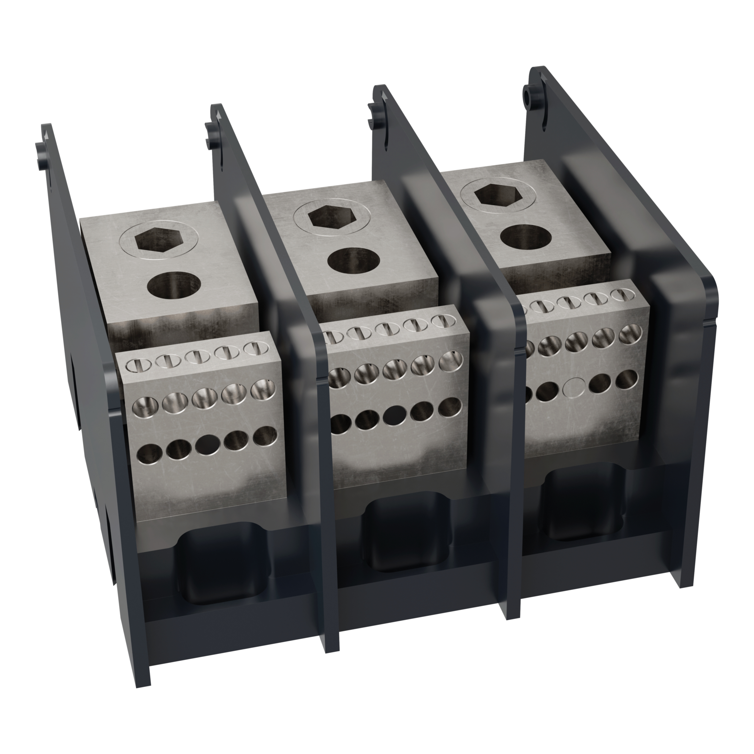 Product image for Open-Style PDB UL 1953 1000V 310A Tin-plated Aluminum - 380A 3-Pole 1 - 10 openings; 500-#4 --- #6-#14 Box to Box
