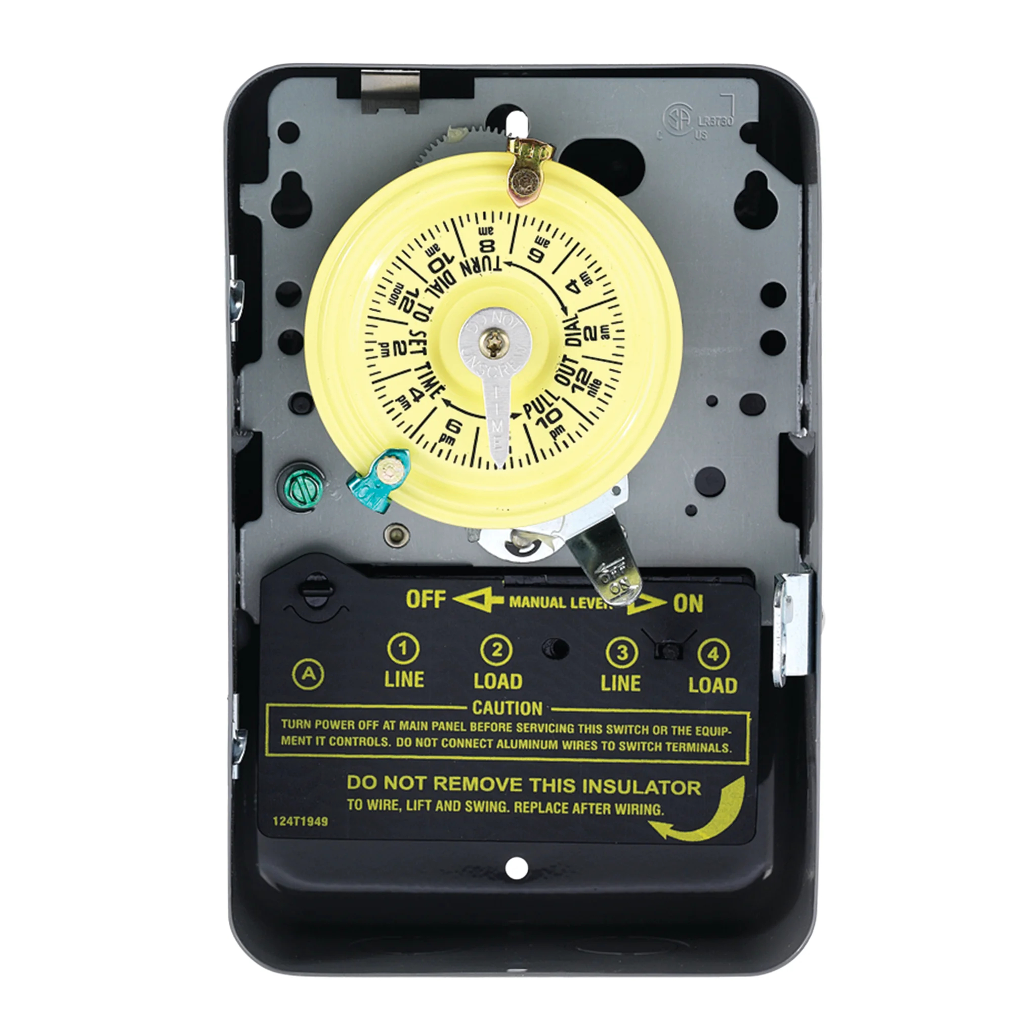 Product image for INTERMATIC T104 TIMER DPST 40A 24HR 208V- 277V 5HP NEMA1 ENCLOSURE STEEL