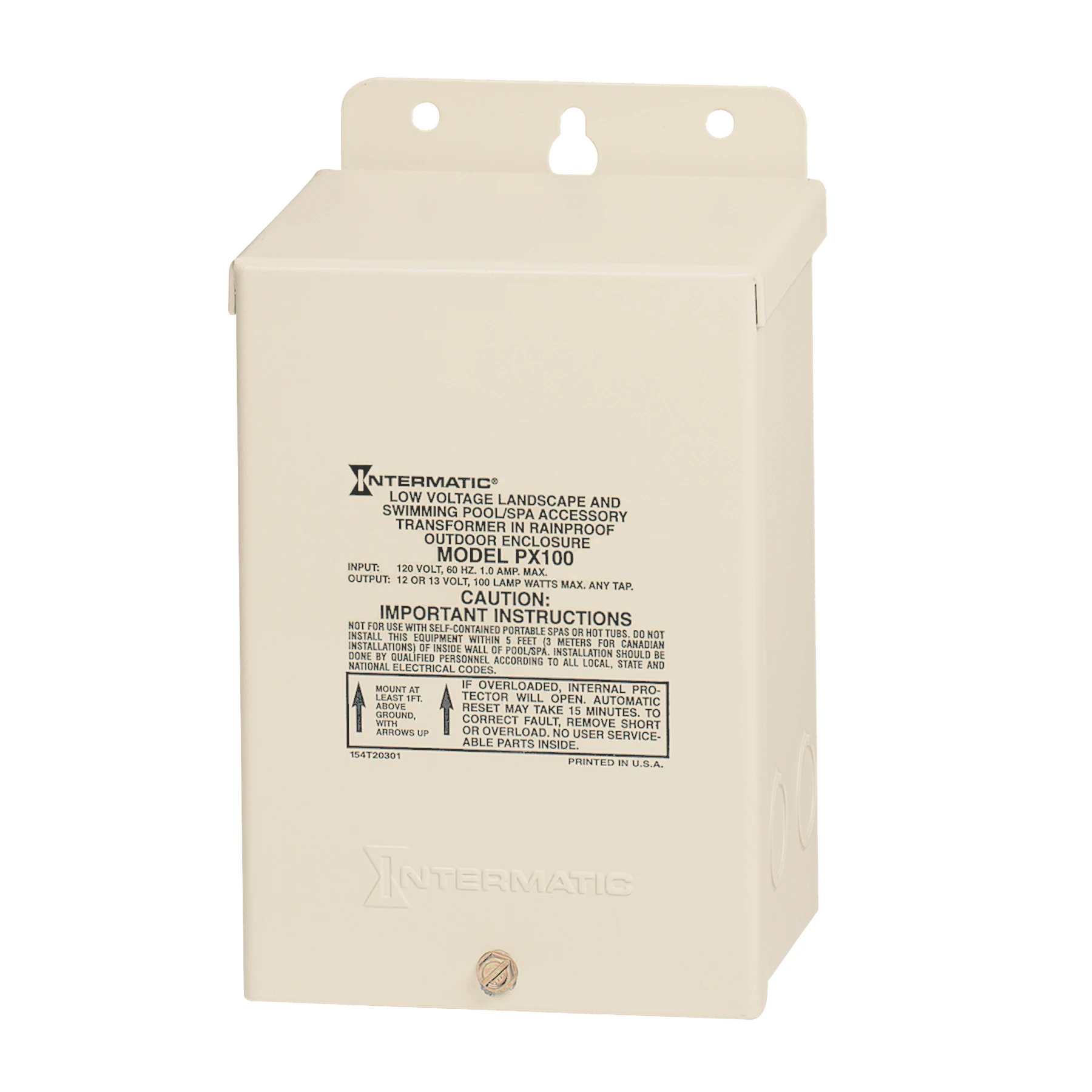 Product image for 100 W POOL & SPA SAFETY TRANSFORMER, BEIGE STEEL ENCLOSURE, INPUT 120V, OUTPUT 12,13,14V