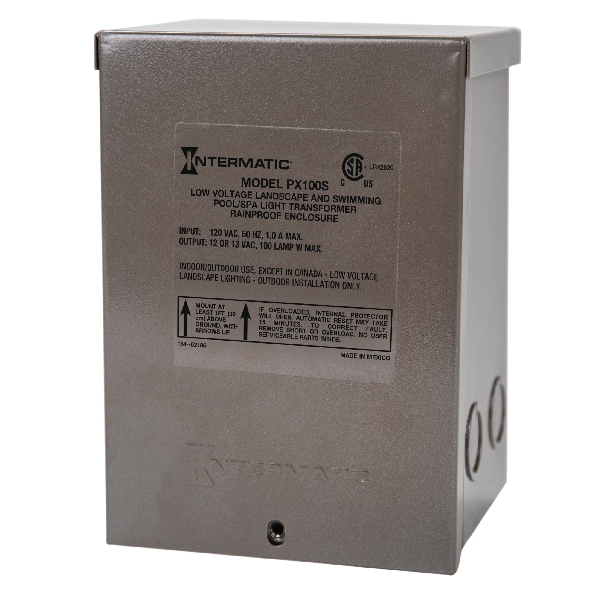 Product image for 100 W POOL & SPA SAFETY TRANSFORMER, STAINLESS STEEL ENCLOSURE, INPUT 120V, OUTPUT 12,13,14V