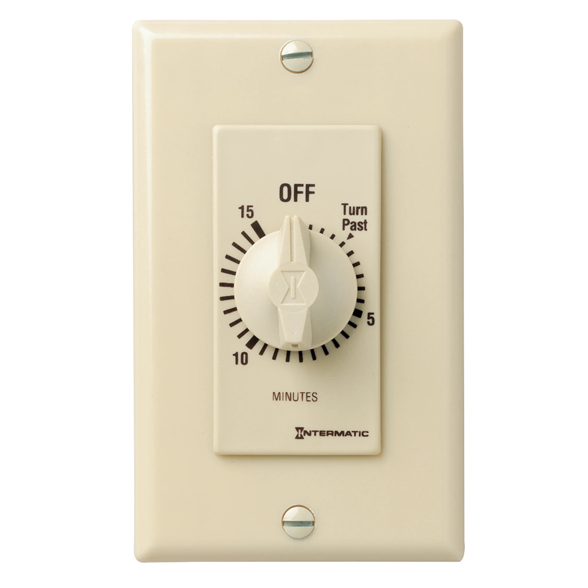 Product image for SPRING WOUND COUNTDOWN TIMER, DECORATOR STYLE, 125-277 VAC, 50/60 HZ, DPST, 15 MINUTE MAX, WITHOUT HOLD, IVORY