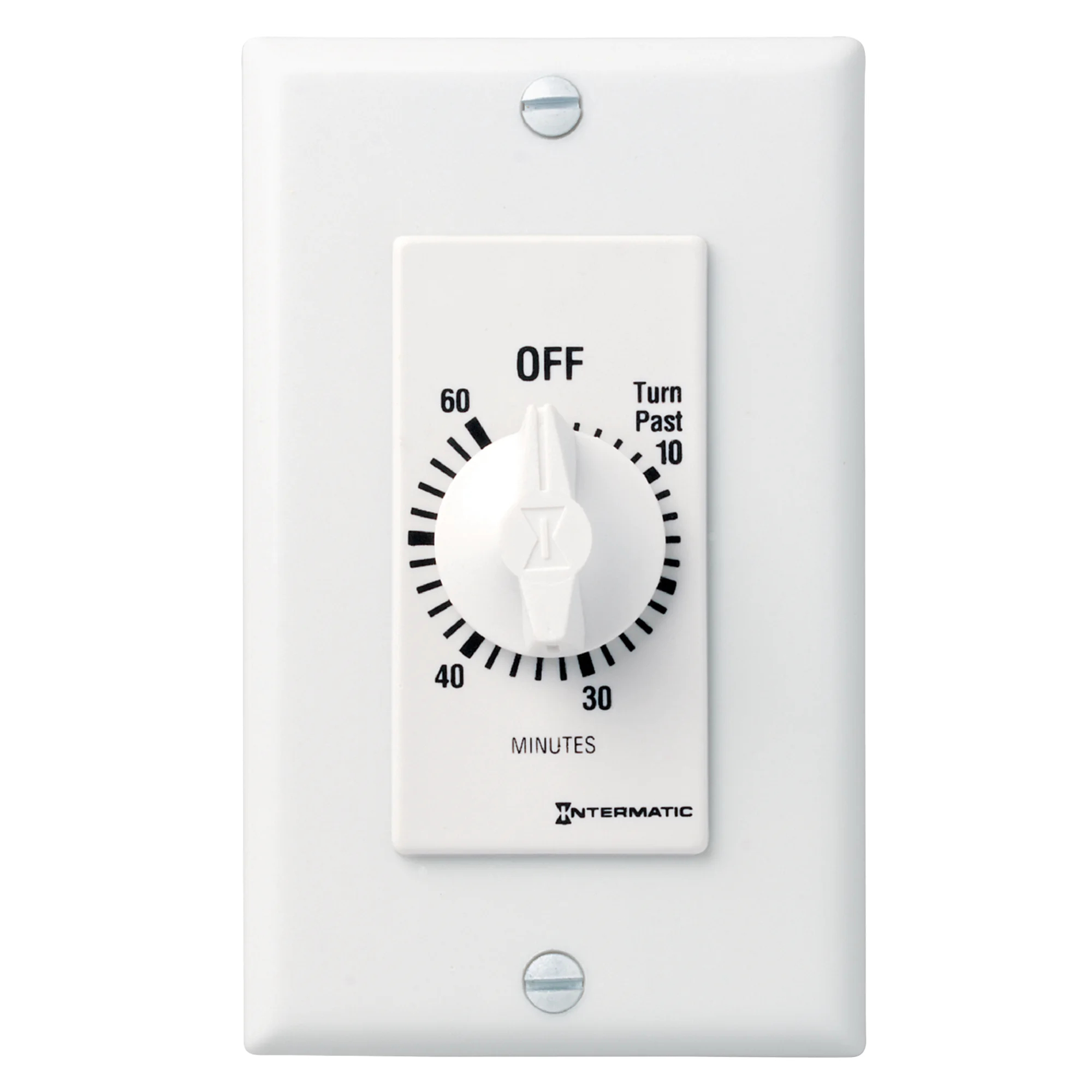 Product image for SPRING WOUND COUNTDOWN TIMER, DECORATOR STYLE, 125-277 VAC, 50/60 HZ, DPST, 60 MINUTE MAX, WITHOUT HOLD, WHITE