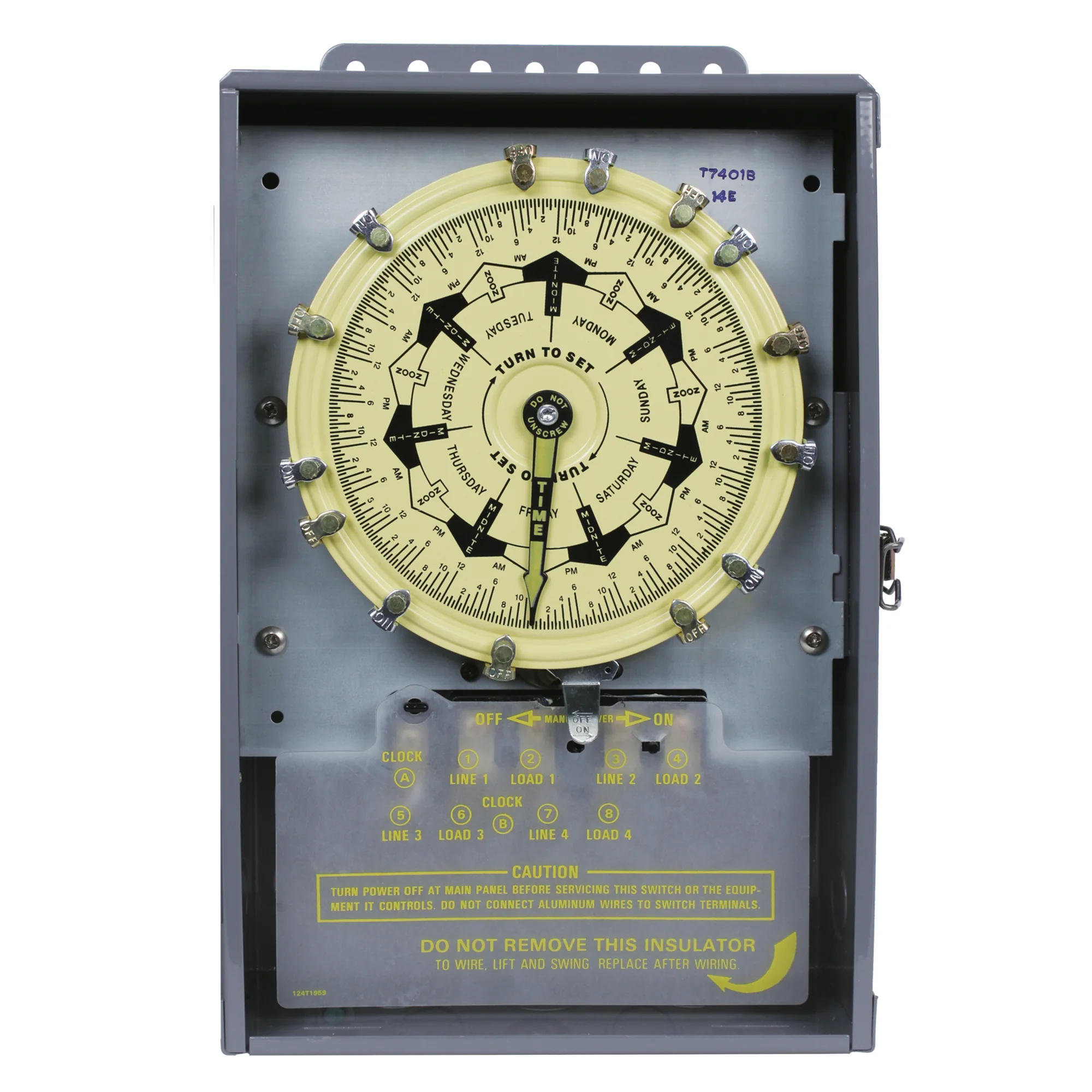 Product image for Timer mechanical 7 Day 4PST 40A 125V type1 steel