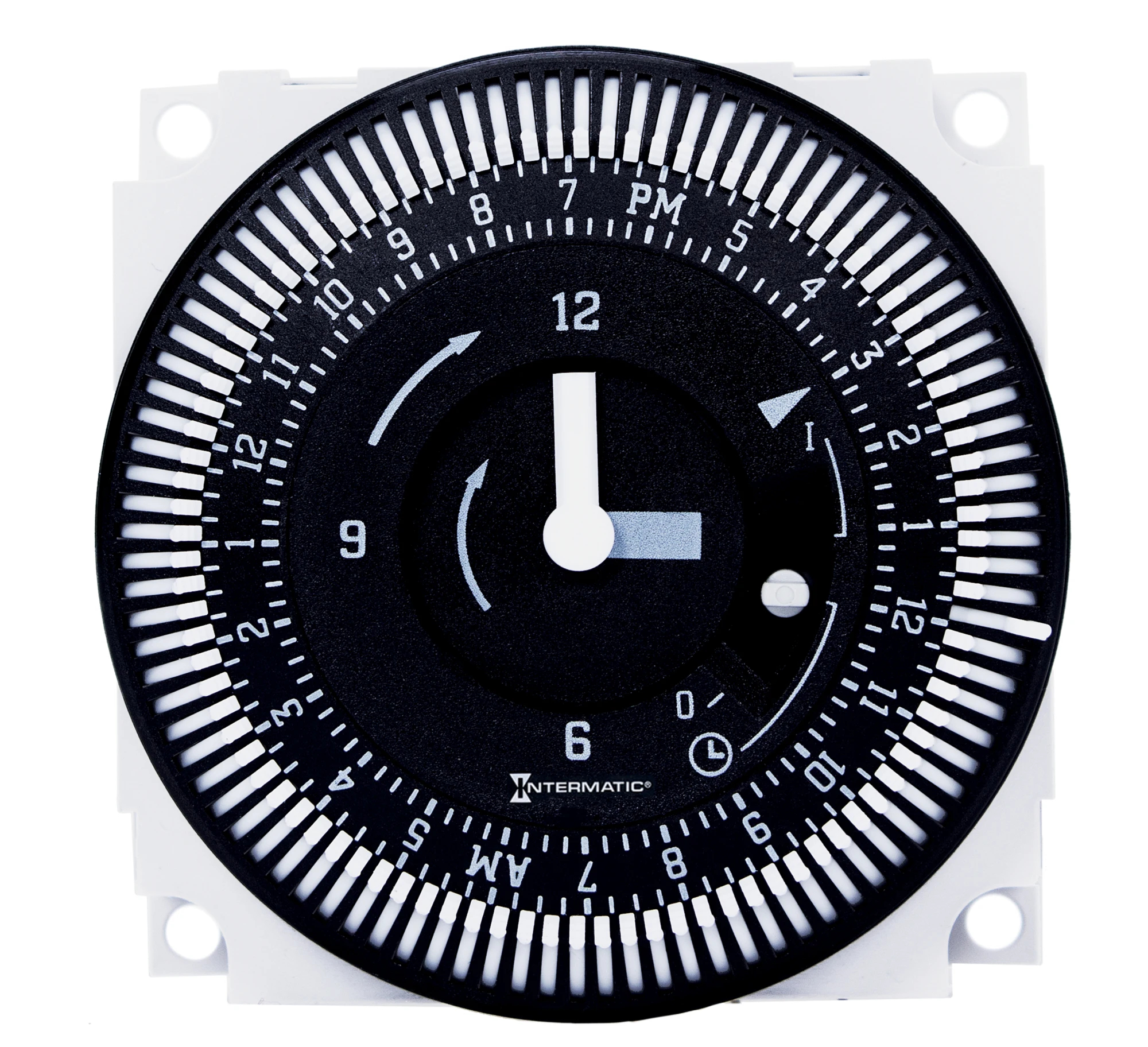 Product image for 24-HOUR 120V ELECTROMECHANICAL PANEL MOUNTTIMER MODULE WITH BATTERY BACKUP AND MANUAL OVERRIDE, 15 MINUTE INTERVALS, 21A, SPDT