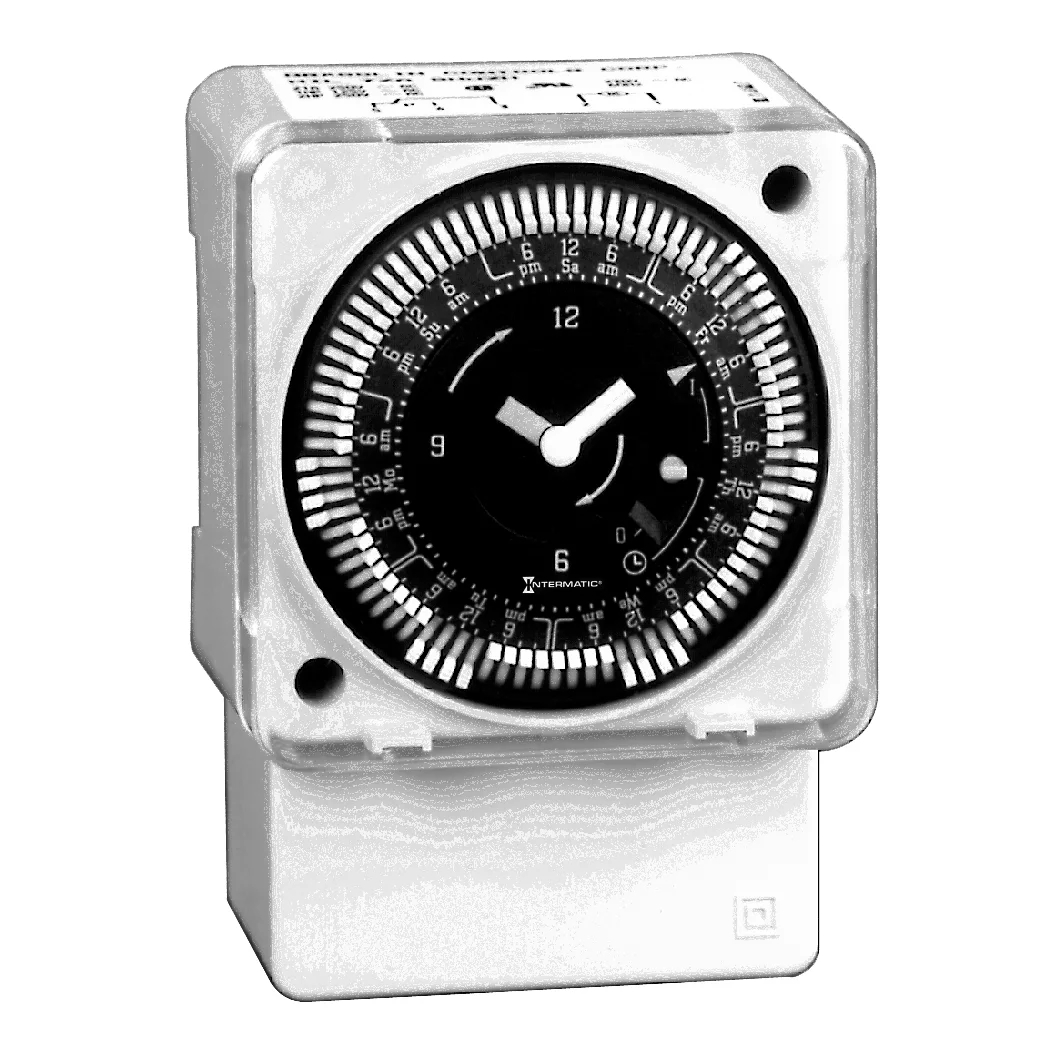 Product image for 7-DAY 120V ELECTROMECHANICAL SURFACE/DIN RAIL MOUNT TIMER MODULE WITH MANUAL OVERRIDE, 2 HOUR INTERVALS, 21A, SPDT