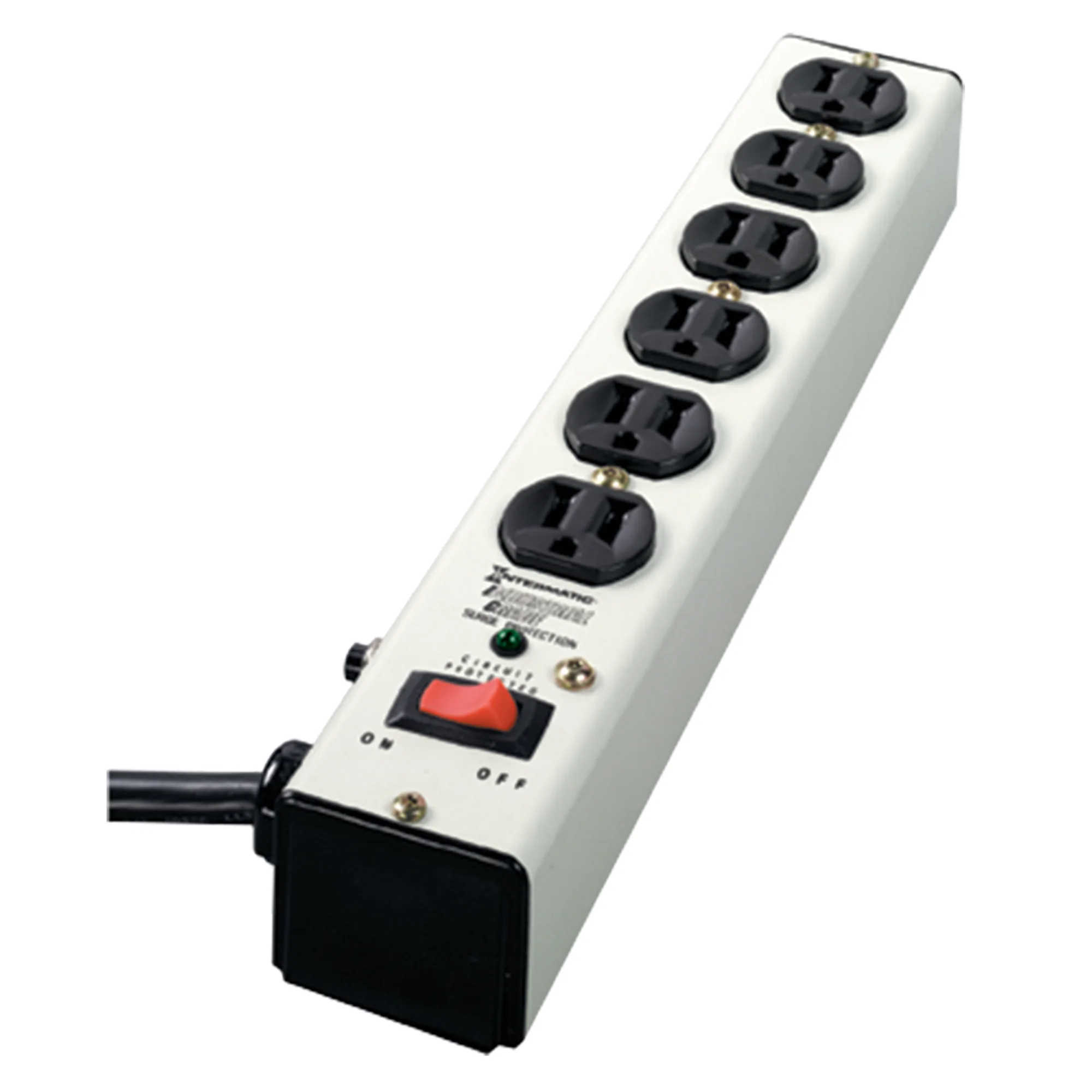 Product image for SURGE PROTECTIVE DEVICE, POINT-OF-USE STRIP, WHITE, 3-MODE, 6 OUTLETS, 125 VAC, TYPE 3, CONNECTED EQUIPMENT WARRANTY 5 YR $10,000