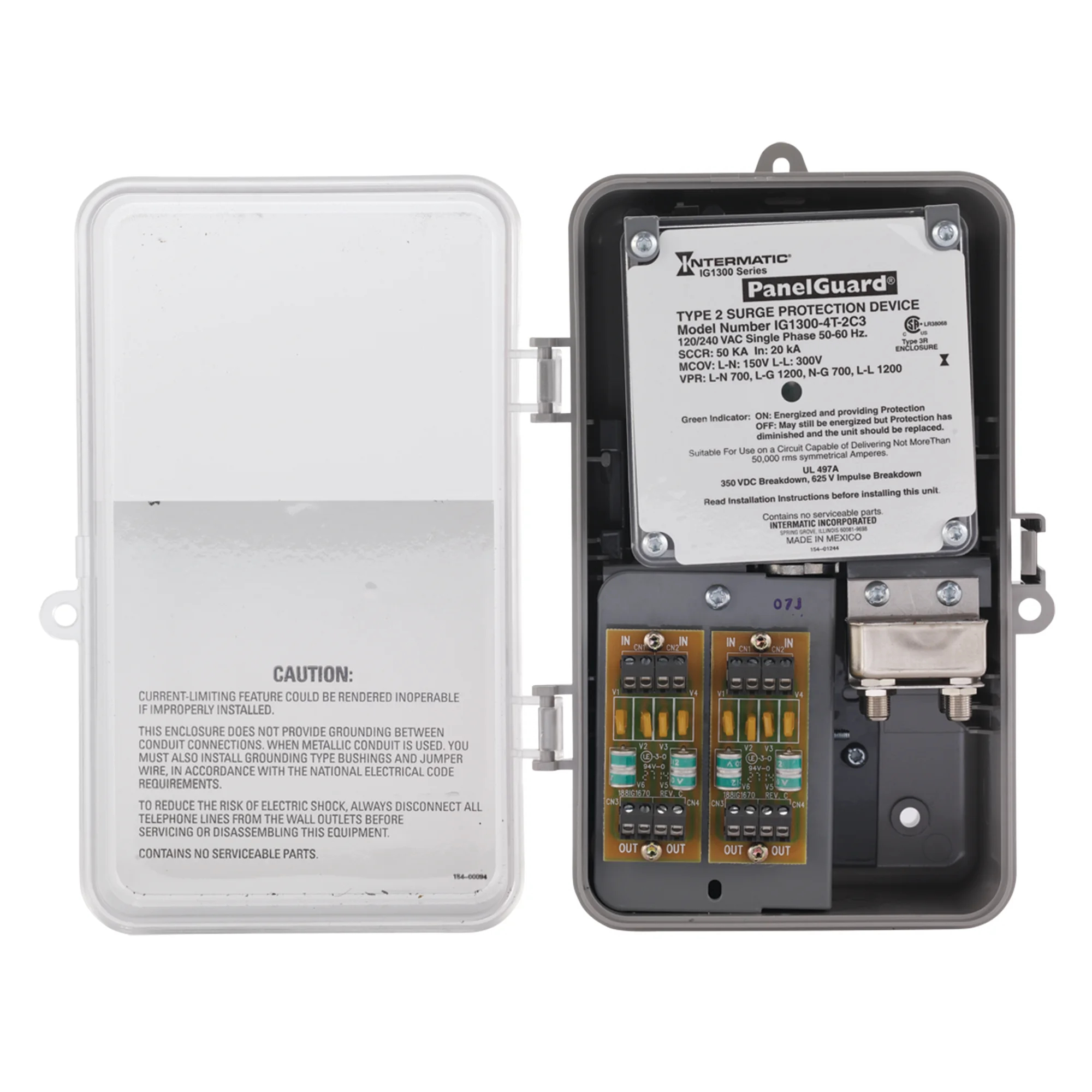 Product image for SURGE PROTECTIVE DEVICE, 4 TELEPHONE LINES, 2 COAX LINES, 6-MODE, 120/240 VAC 1PH, TYPE 2