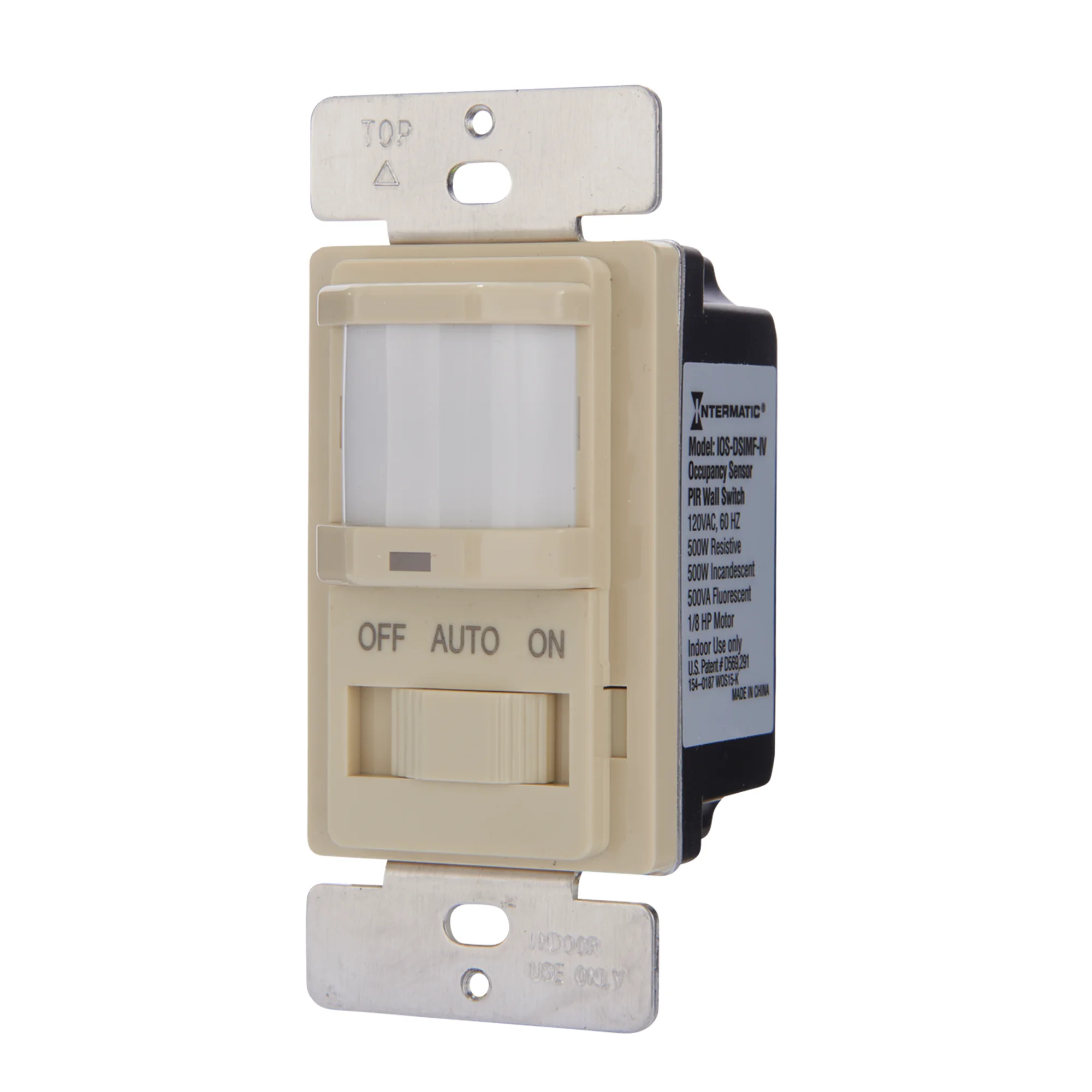 Product image for RESIDENTIAL IN-WALL PIR OCCUPANCY SENSOR, NO NEUTRAL REQUIRED, WHITE