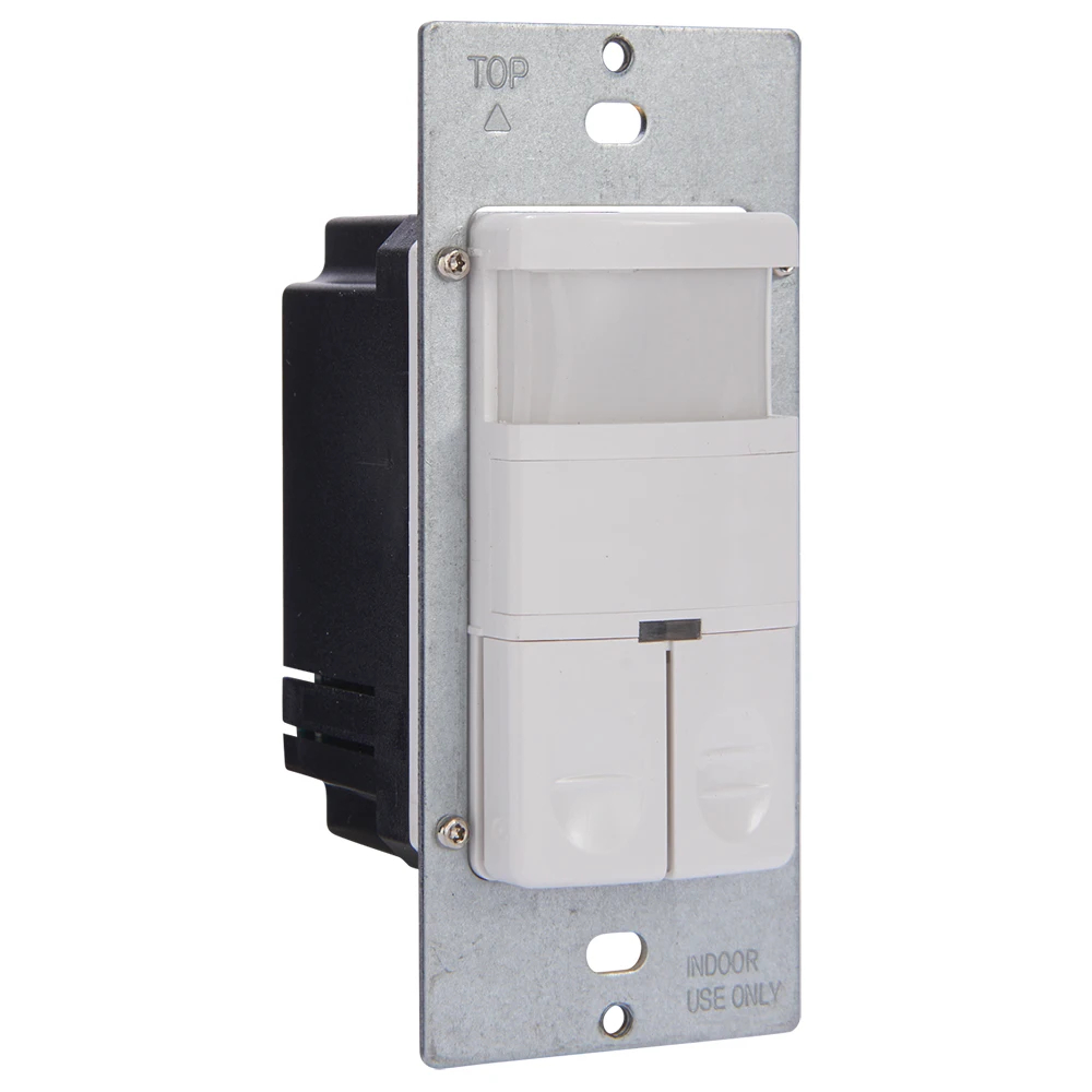 Product image for COMMERCIAL GRADE DUAL LOAD IN-WALL PIR OCCUPANCY/VACANCY SENSOR, NO NEUTRAL REQUIRED, WHITE