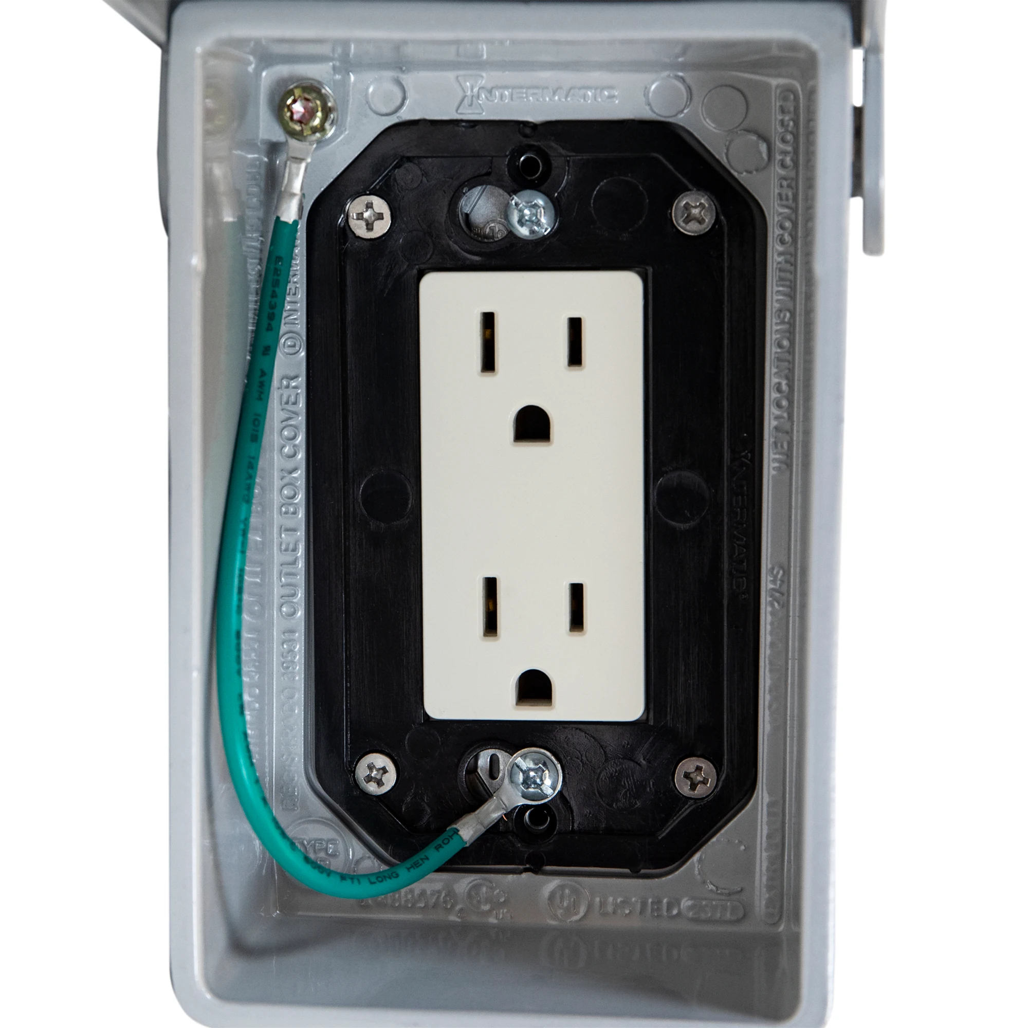 Product image for EXTRA-DUTY DIE-CAST IN-USE WEATHERPROOF COVER, SINGLE-GANG, VRT, 4.625" GRAY