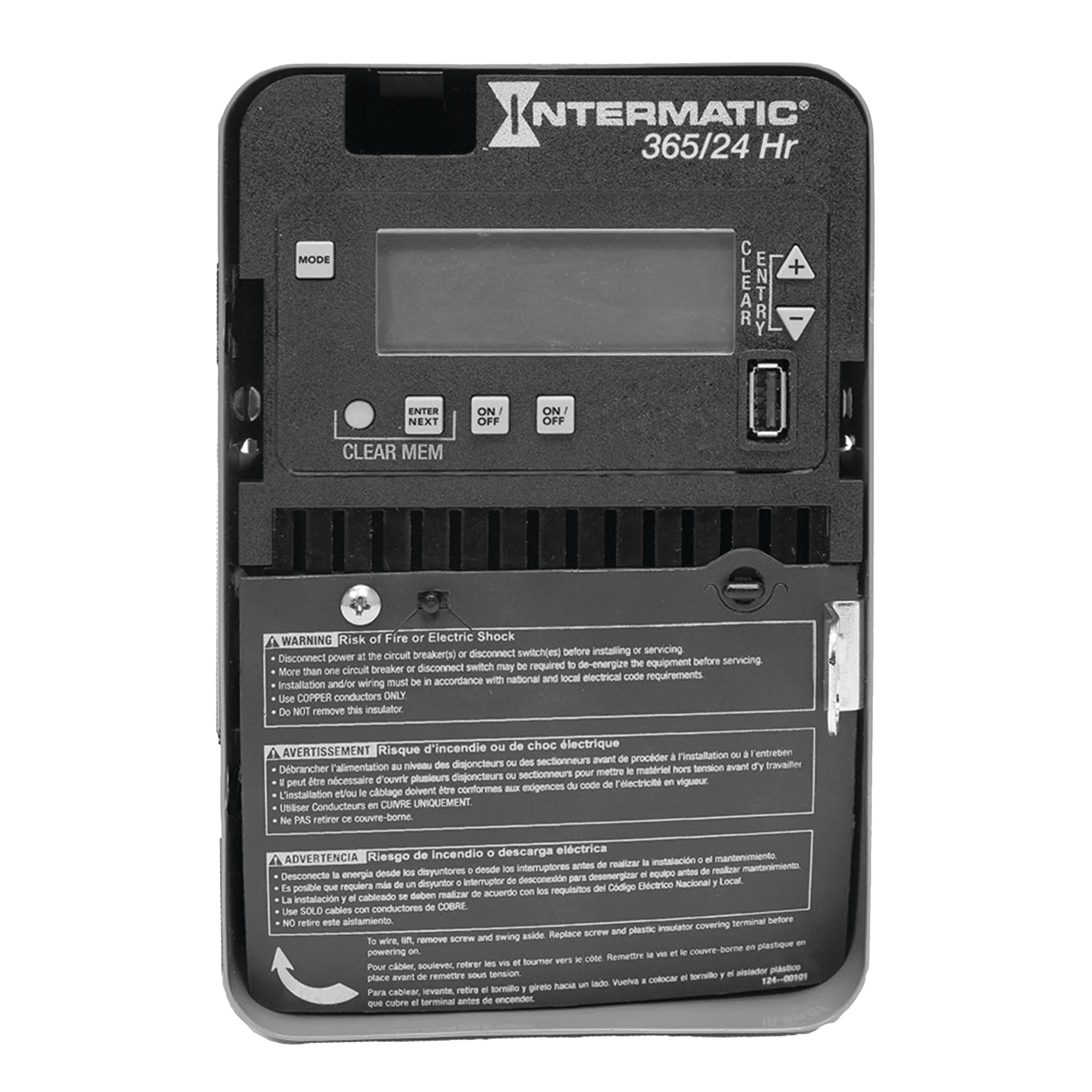 Product image for 24-HOUR/365 DAY 2-CIRCUIT ELECTRONIC CONTROL, 120-277 VAC, 2-SPST/DPST, INDOOR METAL ENCLOSURE