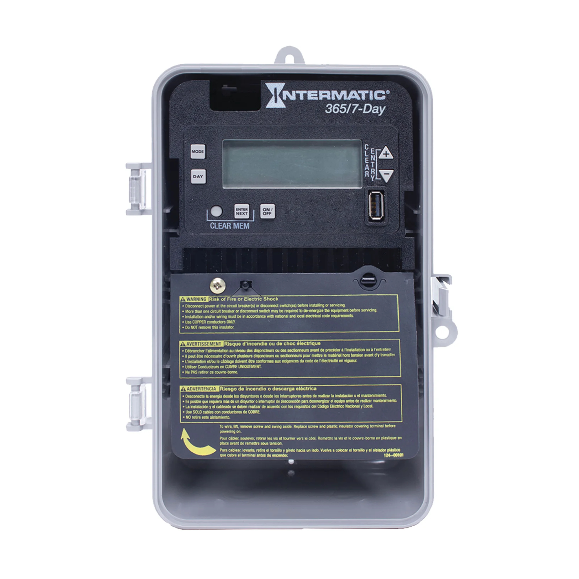 Product image for 7-DAY/365 DAY 1-CIRCUIT ELECTRONIC CONTROL, 120-277 VAC, SPDT, INDOOR/OUTDOOR PLASTIC ENCLOSURE