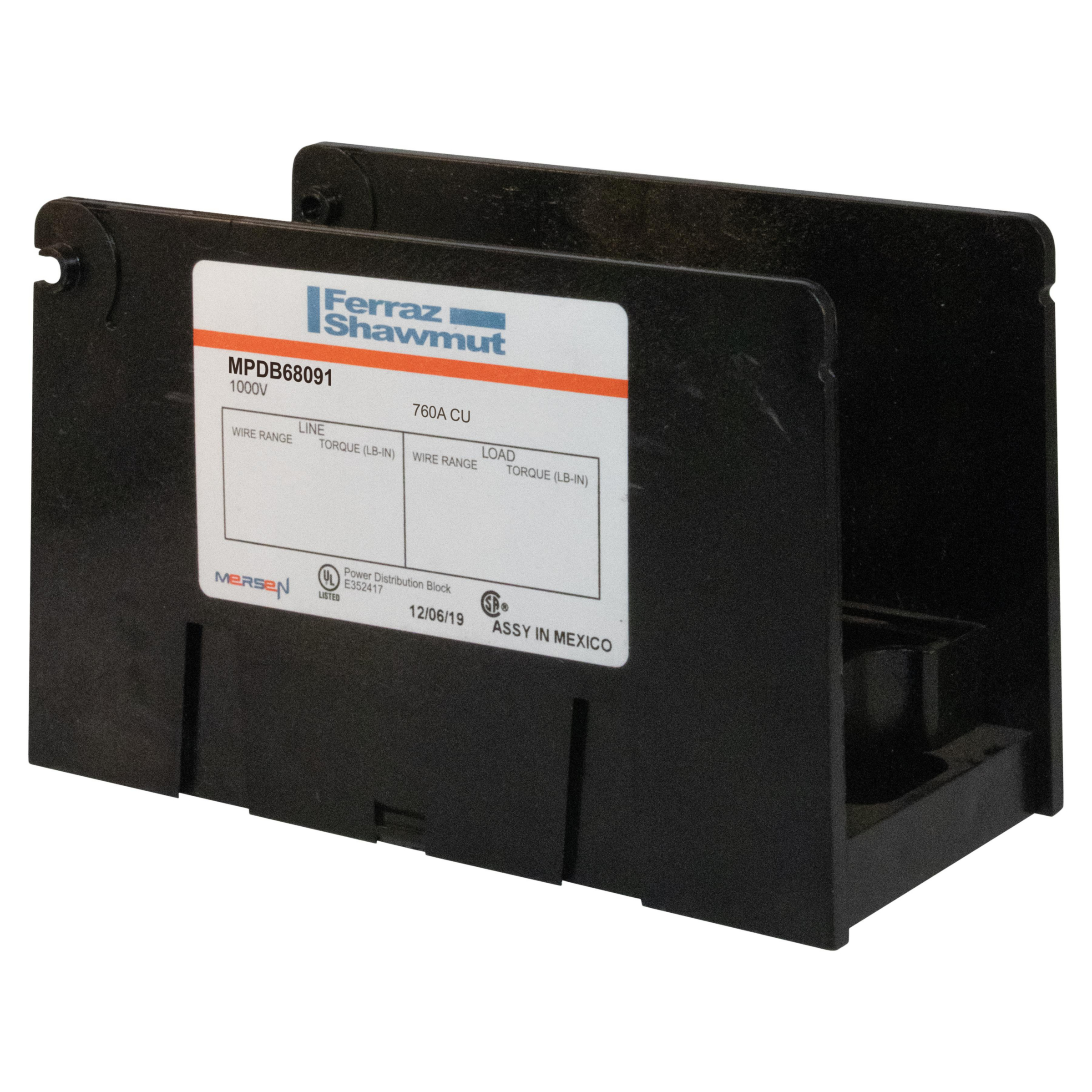 Product image for Open-Style PDB UL 1953 1000V Tin-plated Copper - 760A 1-Pole 2 - 2 openings; 500-#4 --- 500-#4 Box to Box