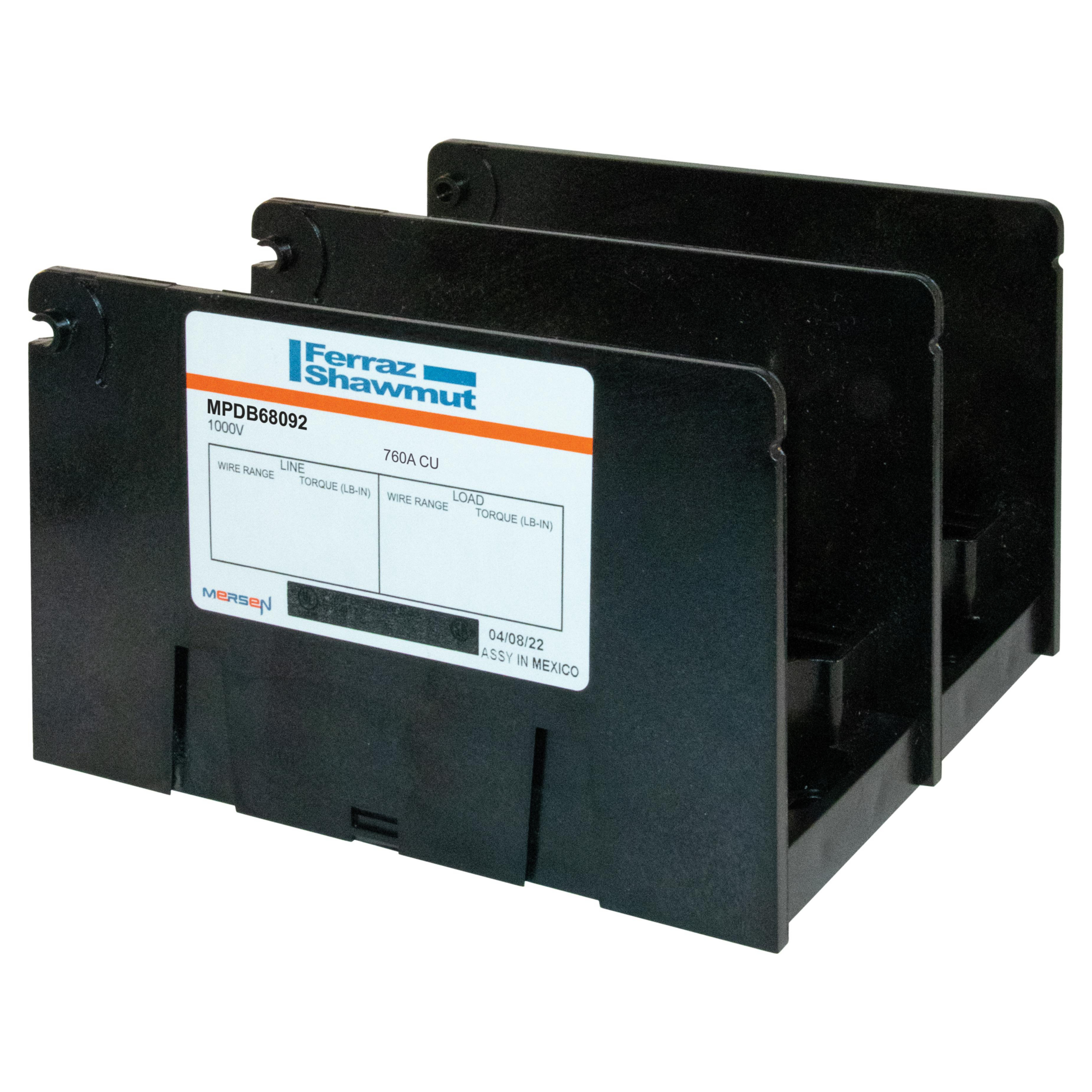 Product image for Open-Style PDB UL 1953 1000V Tin-plated Copper - 760A 2-Pole 2 - 2 openings; 500-#4 --- 500-#4 Box to Box
