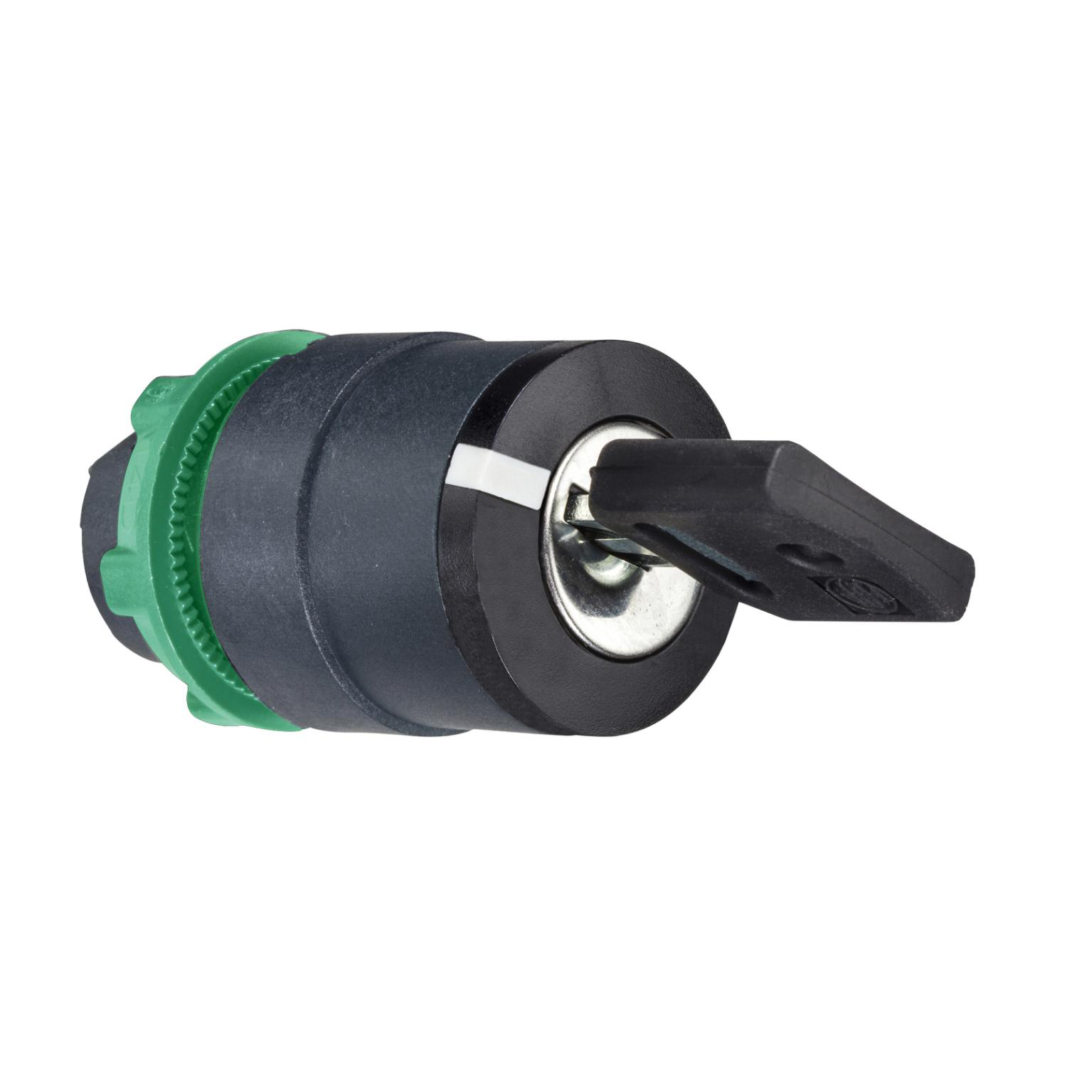 Product image for KEY SELECTOR SWITCH HEAD, HARMONY XB5, PLASTIC, BLACK, 22MM, KEY 455, 2 POSITIONS, STAY PUT