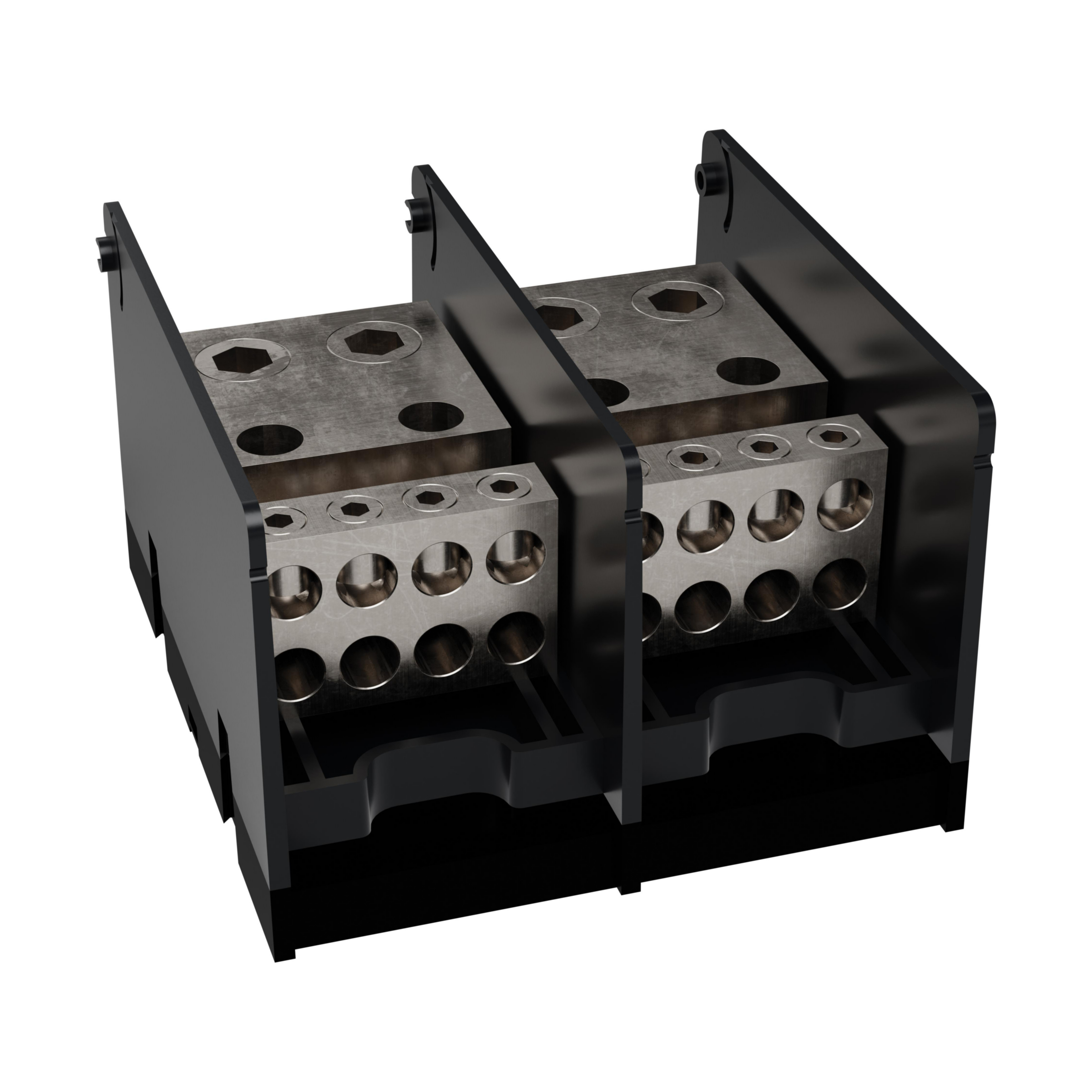 Product image for Open-Style PDB UL 1953 1000V 620A Tin-plated Aluminum - 760A 2-Pole 2 - 8 openings; 500-#4 --- 2/0-#14 Box to Box