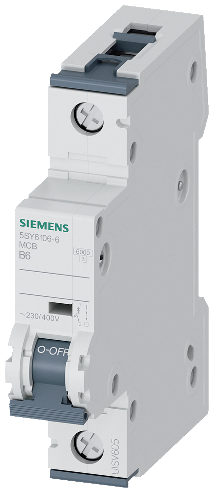 Product image for 5SY6 MCB, 1P,480/277V,6A,5kA,CHAR B