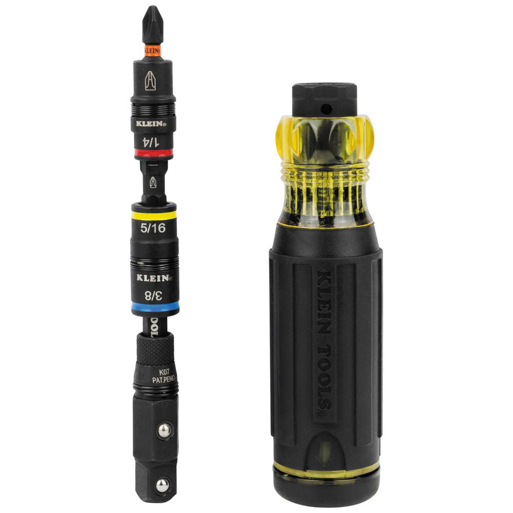 Product image for KLEIN 32517HD TOOL DRIVER KNECT 17-IN-1 IMPACT-RACTED HYBRID SCREW/NUT DRIVER 1/4 3/8 5/16 3/8SOCKET-ADAPT TORX PHILLIPS SQUARE SLOTTED BITS