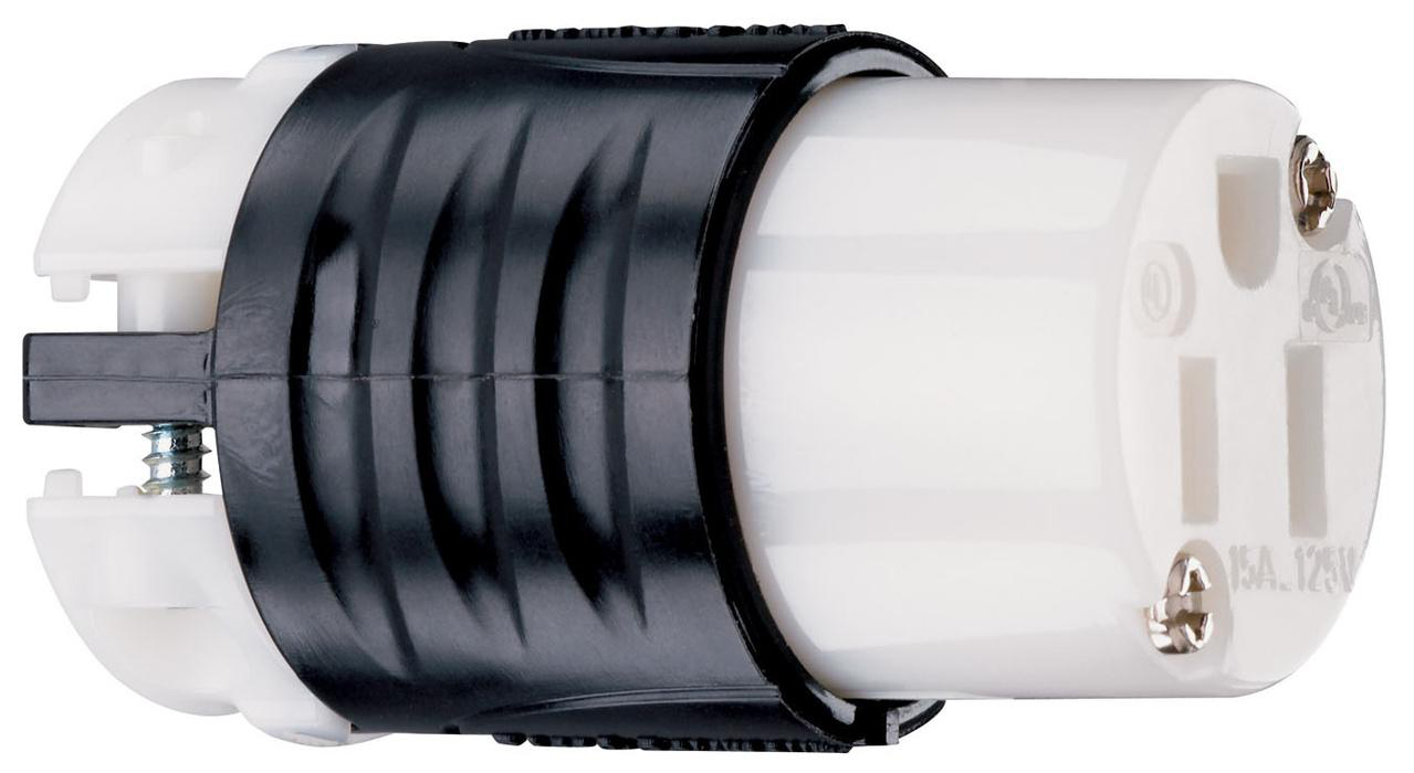 Product image for Connector str blade EHU 2P3W 125V 15A blk/white