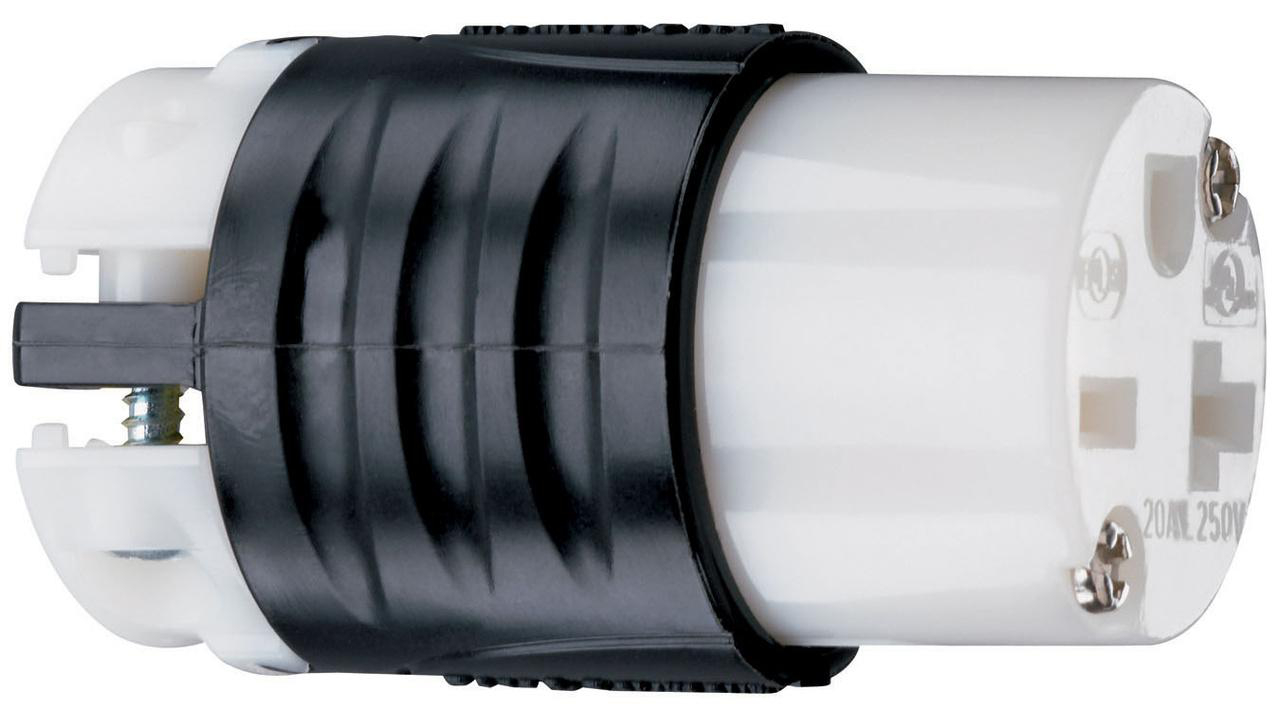 Product image for Connector str blade EHU 2P3W 250V 20A blk/wht