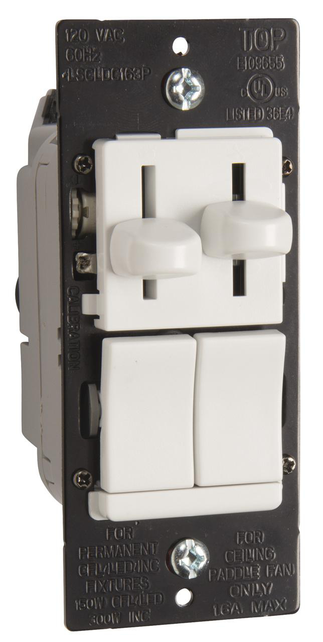 Product image for LS Series CFL/LED/Incandescent Single Pole/3-Way Slide Dimmer with Single