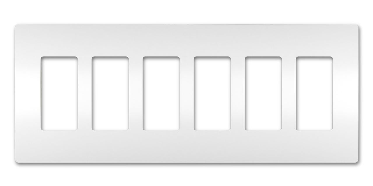 Product image for Wall plate screwless radiant® polycarbonate 6-gang white