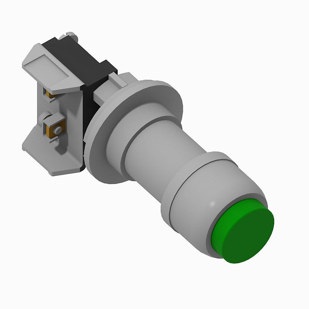 Product image for Pushbutton 1NC standard barrel extended head green
