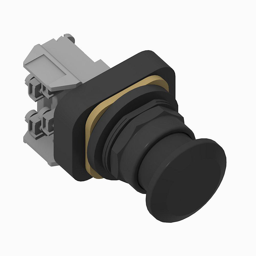 Product image for Pushbutton push-pull 1NO-1NC mushroom head momentary out & maintained center/in black